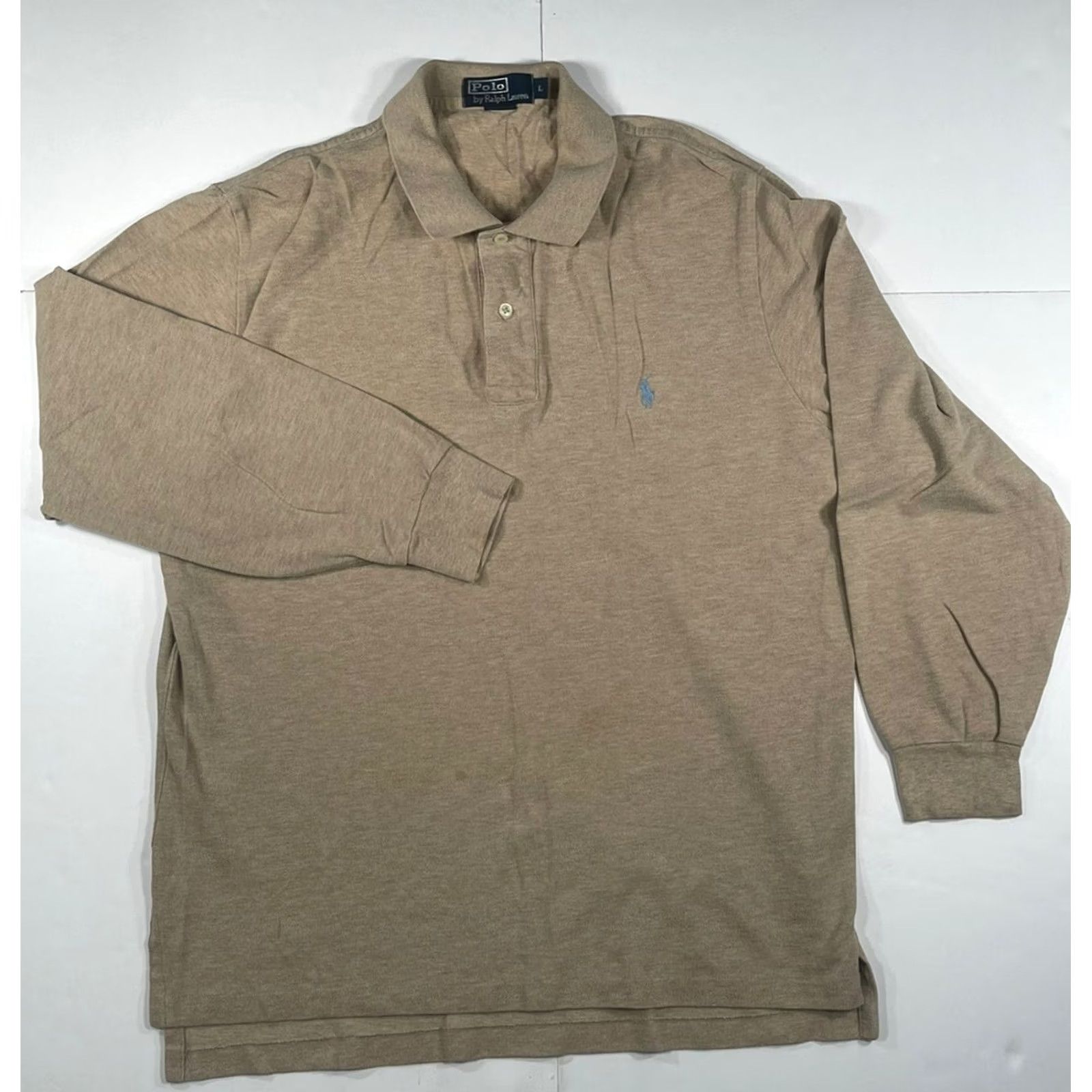 Polo Ralph Lauren Polo By Ralph Lauren Mens Long Sleeve Polo Shirt Sz L Beige Collared Button Polo Shirt Mens L Beige Button-Down Collar Shirt Size US L / EU 52-54 / 3 - 2 Thumbnail