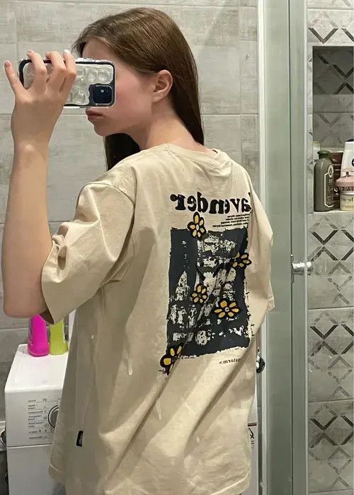 Beige T-shirt with print on back