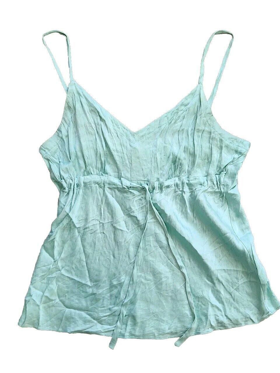 Aquascutum Apt 9 Silk Tank Top Aqua Turquoise Y2k V Neck Adjustable Size L / US 10 / IT 46 - 1 Thumbnail