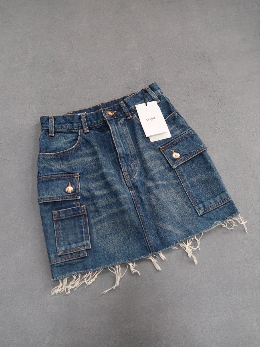 Celine CELINE Logo Button Denim Mini Skirt Size 26 Size 26" / US 2 / IT 38 - 1 Thumbnail