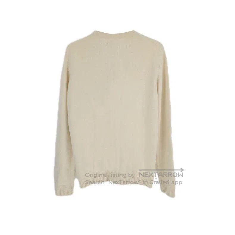 Hermes Beige Metallic Logo Cashmere Cardigan