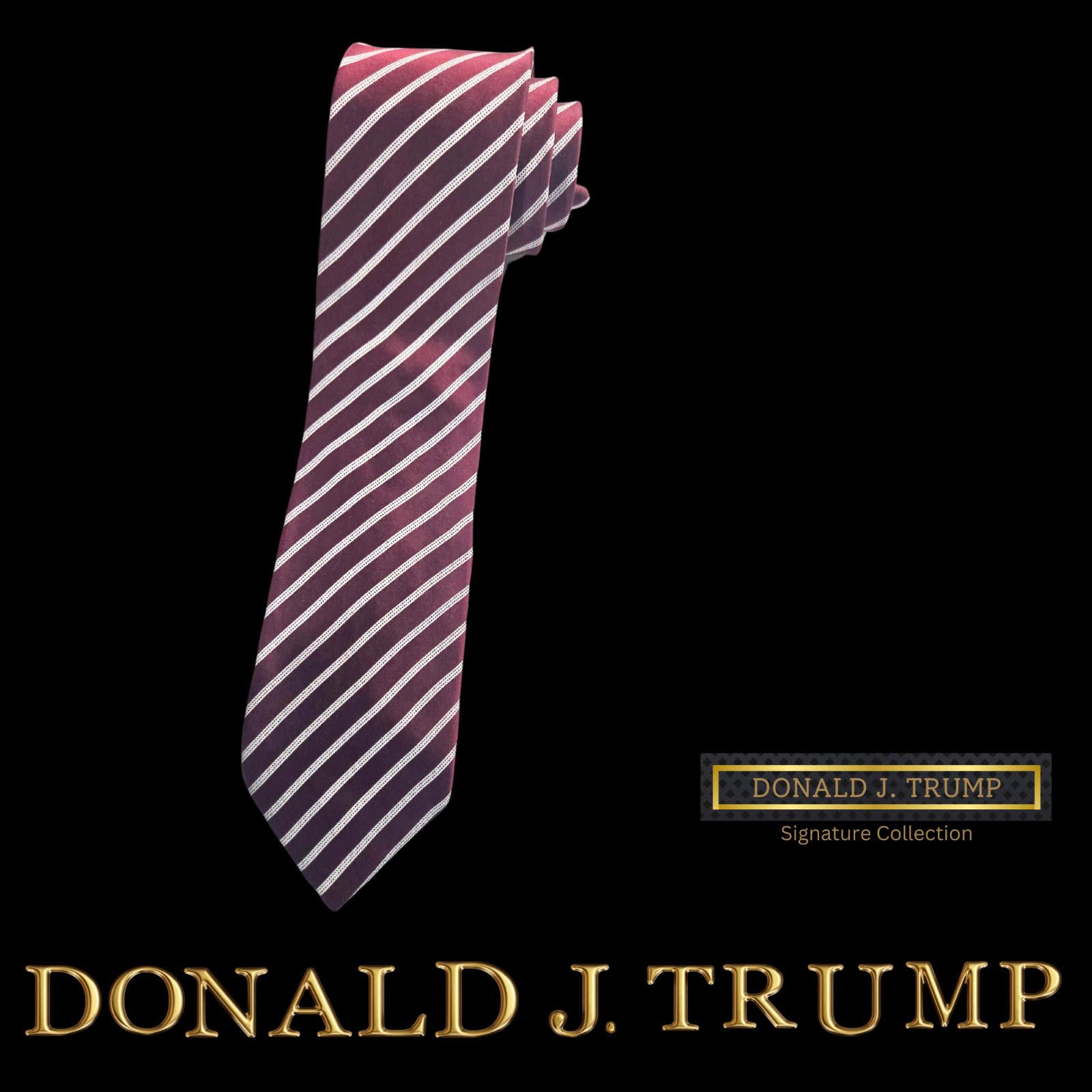 Designer NEW Donald J. Trump Necktie Tie President Burgundy Striped Size ONE SIZE - 1 Thumbnail