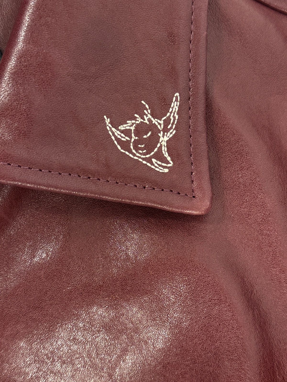 Enfants Riches Deprimes STISH EMBROIDERED BURGUNDY LEATHER JACKET Size US L / EU 52-54 / 3 - 5 Thumbnail