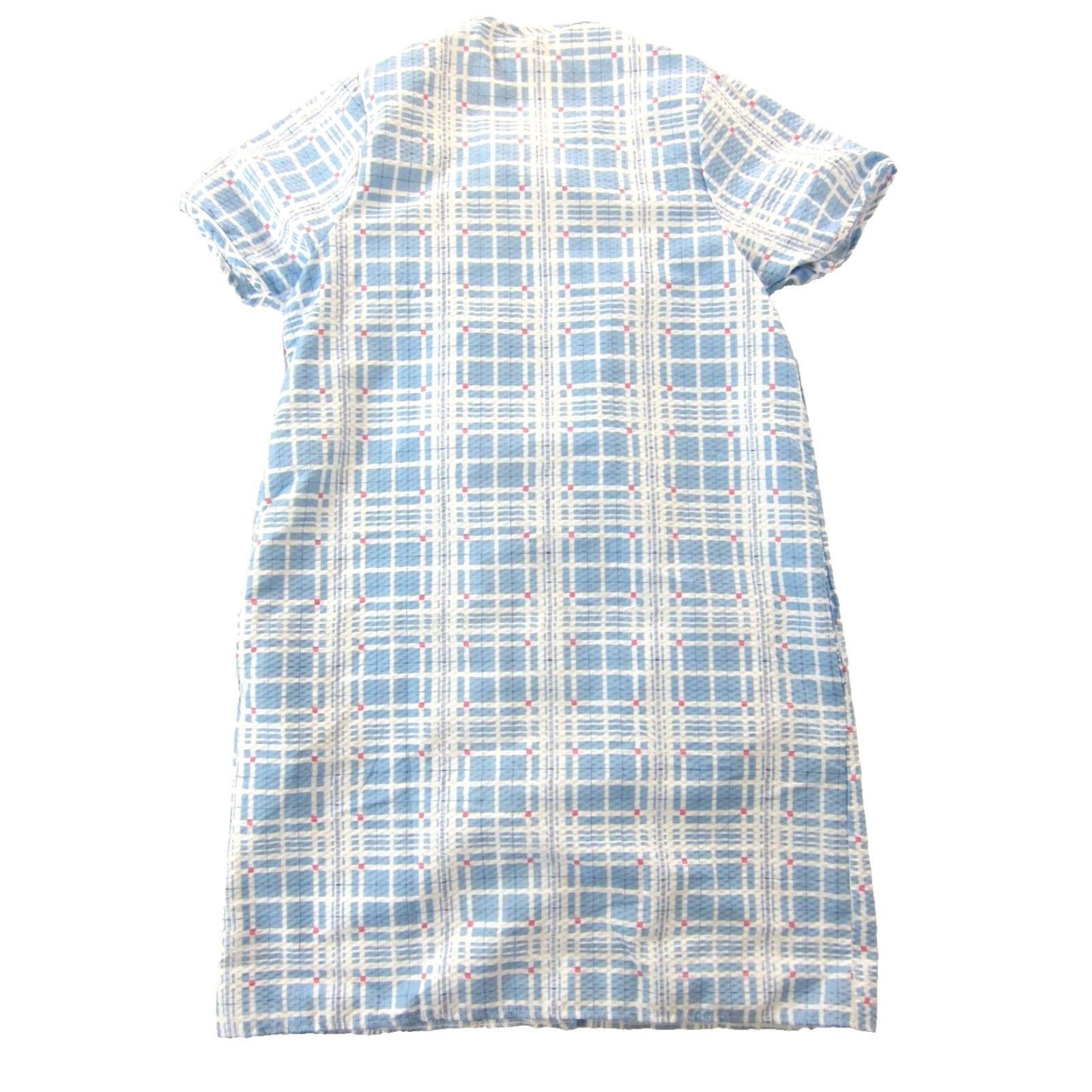 Vintage VINTAGE Casual Nights Dress Casual Nights Cotton Blue White Pink Plaid Floral Snap Pocket Midi House Dress Medium Women Pockets Floral 50s 60s Size M / US 6-8 / IT 42-44 - 2 Thumbnail