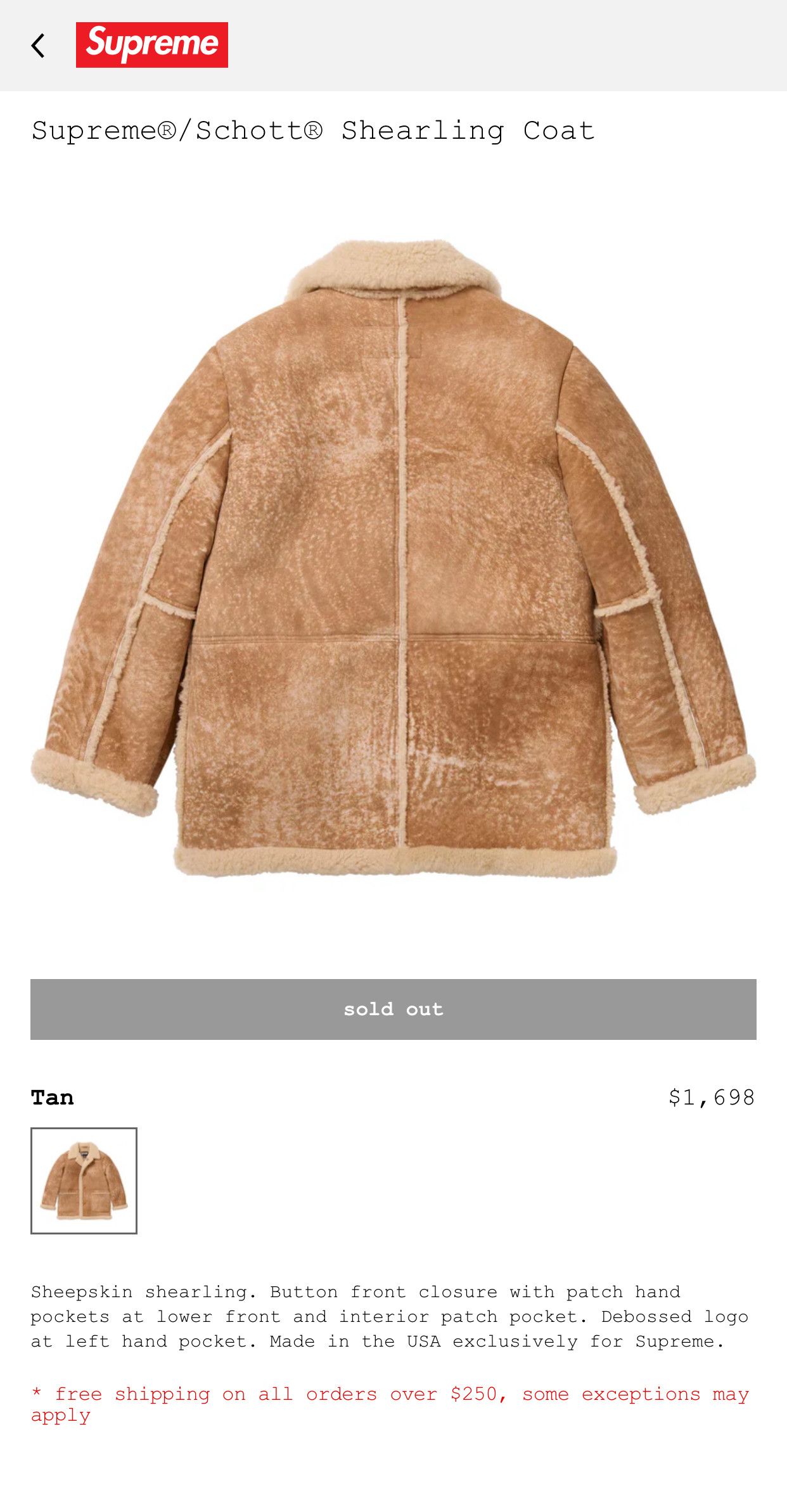 Supreme Supreme Schott Shearling Coat Size US M / EU 48-50 / 2 - 11 Thumbnail