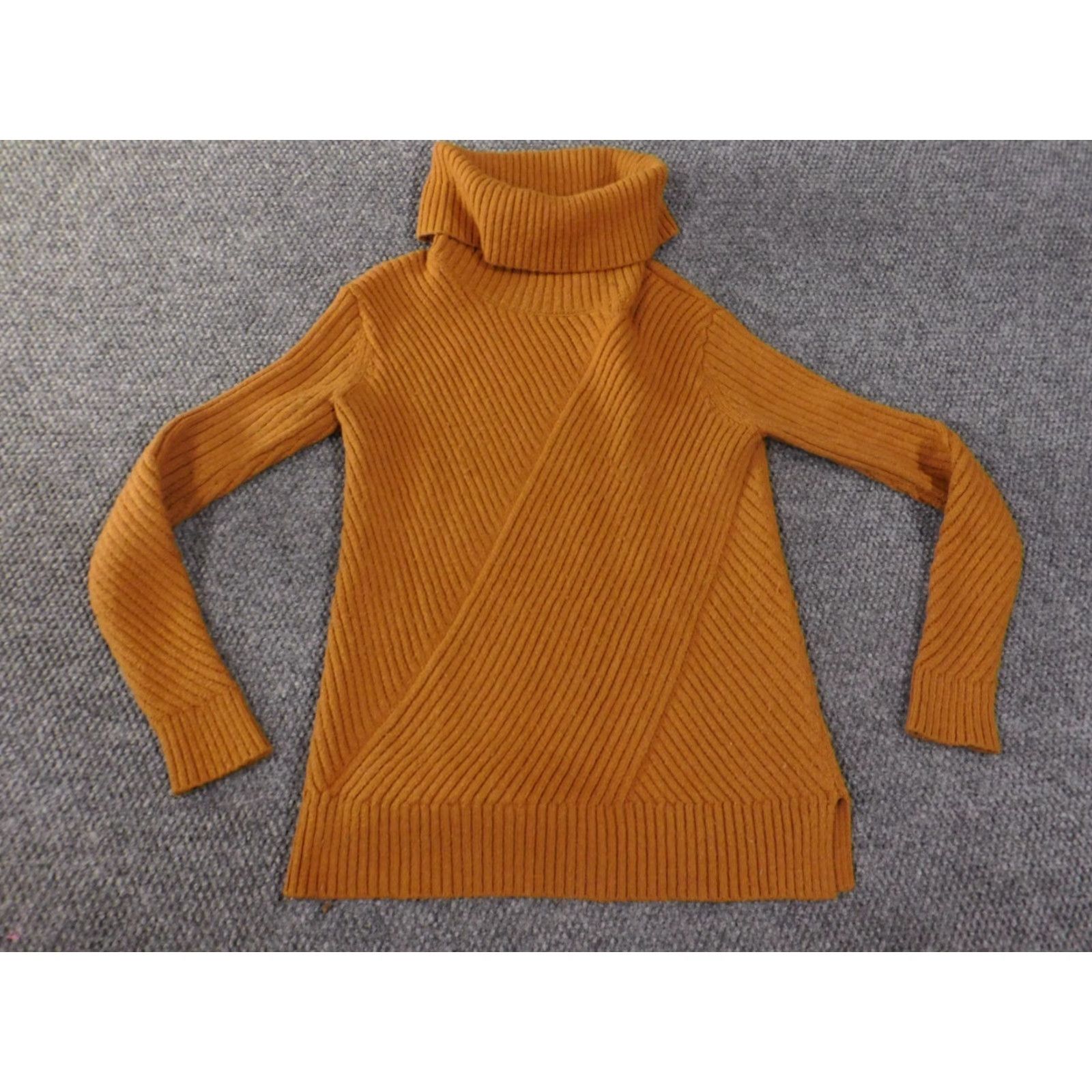 Ann Taylor Ann Taylor Sweater Cardigan Womens XS Brown Alpaca Wool Nylon Geometric Knit Stretch Turtleneck Pullover Casual Seasonal Classic Size XS / US 0-2 / IT 36-38 - 2 Thumbnail
