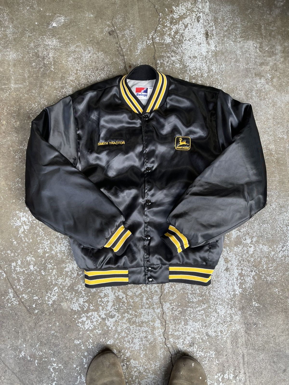 John Deere Vintage 80s Satin Bomber John Deere Jacket Made In USA Size US M / EU 48-50 / 2 - 1 Thumbnail