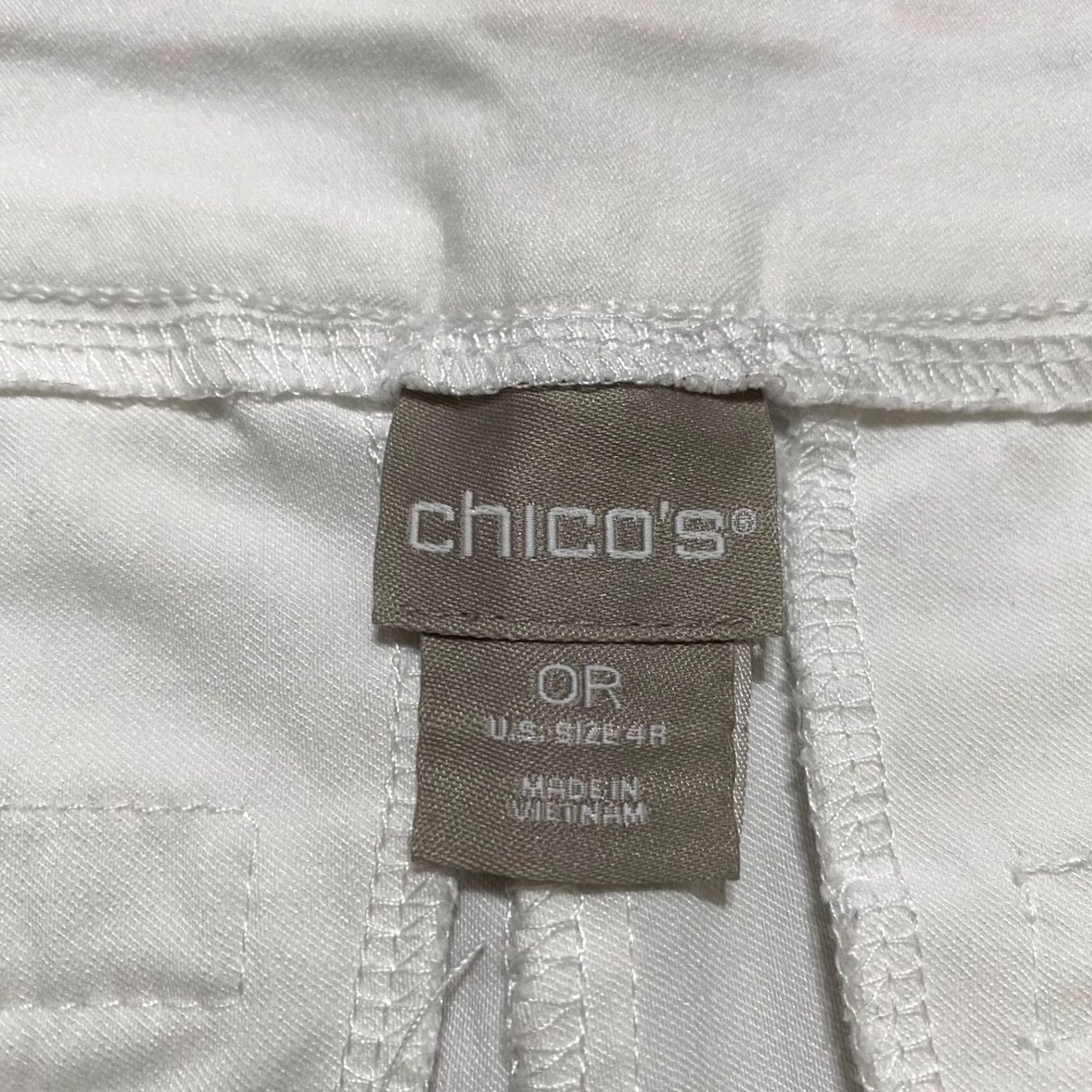 Vintage Chico's White Mid Rise Pull On Ankle Pants Women 4 Straight Front Solid 26in Inseam Preppy Style, Business Casual Size 27" / US 4 / IT 40 - 3 Thumbnail