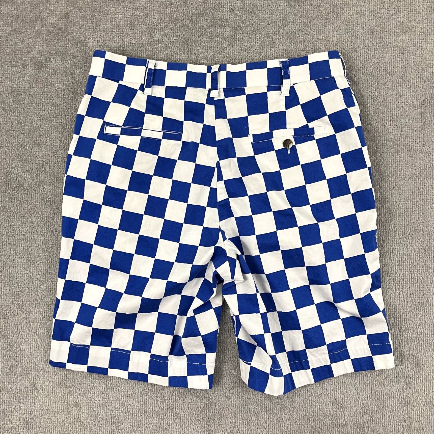 Vintage LOUDMOUTH Golf Chino Shorts Mens 33 Blue White Checkered Plaid Regular Fit Size US 33 - 6 Thumbnail