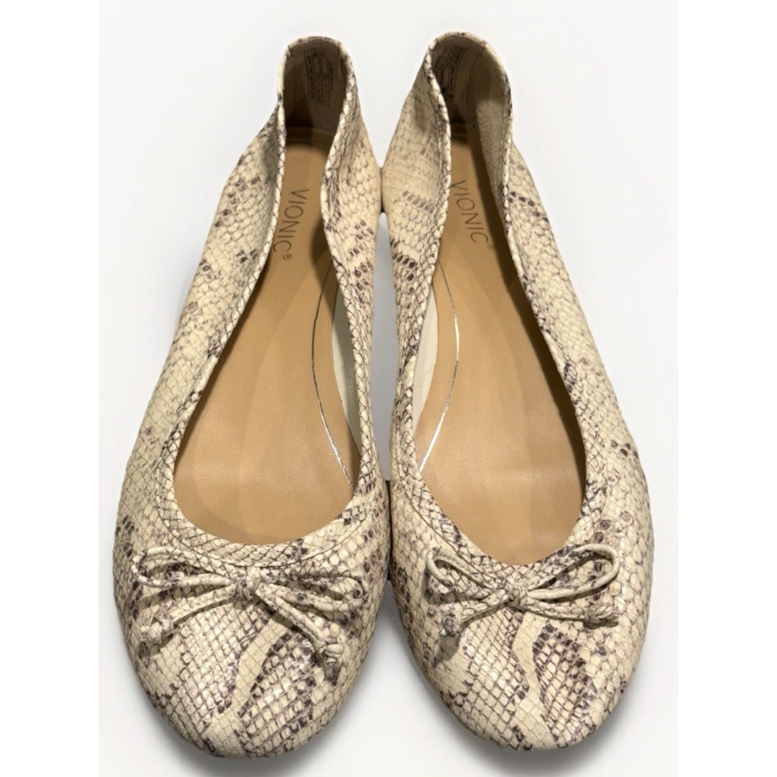 Vionic Vionic Flats Women Size 11 Ivory Leather Snake Embossed Ballet Shoes New Without Box Size US 9 / IT 39 - 2 Thumbnail