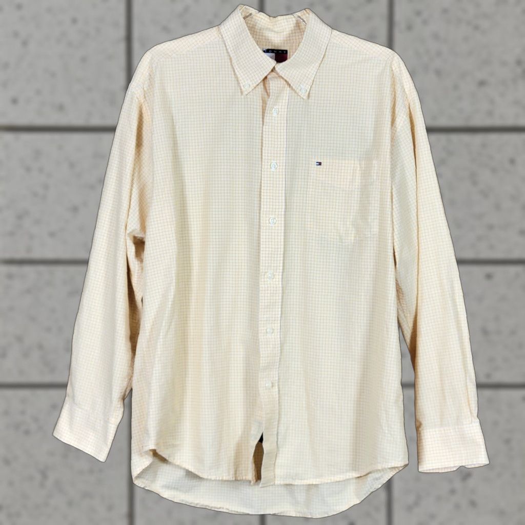 Tommy Hilfiger Tommy Hilfiger Mens Shirt Button-Down Plaid Flag Yellow White Multicolor Large L Shirt Mens Flag Plaid Button-Down 100% Cotton Regular Fit Long Sleeve Size US L / EU 52-54 / 3 - 1 Thumbnail