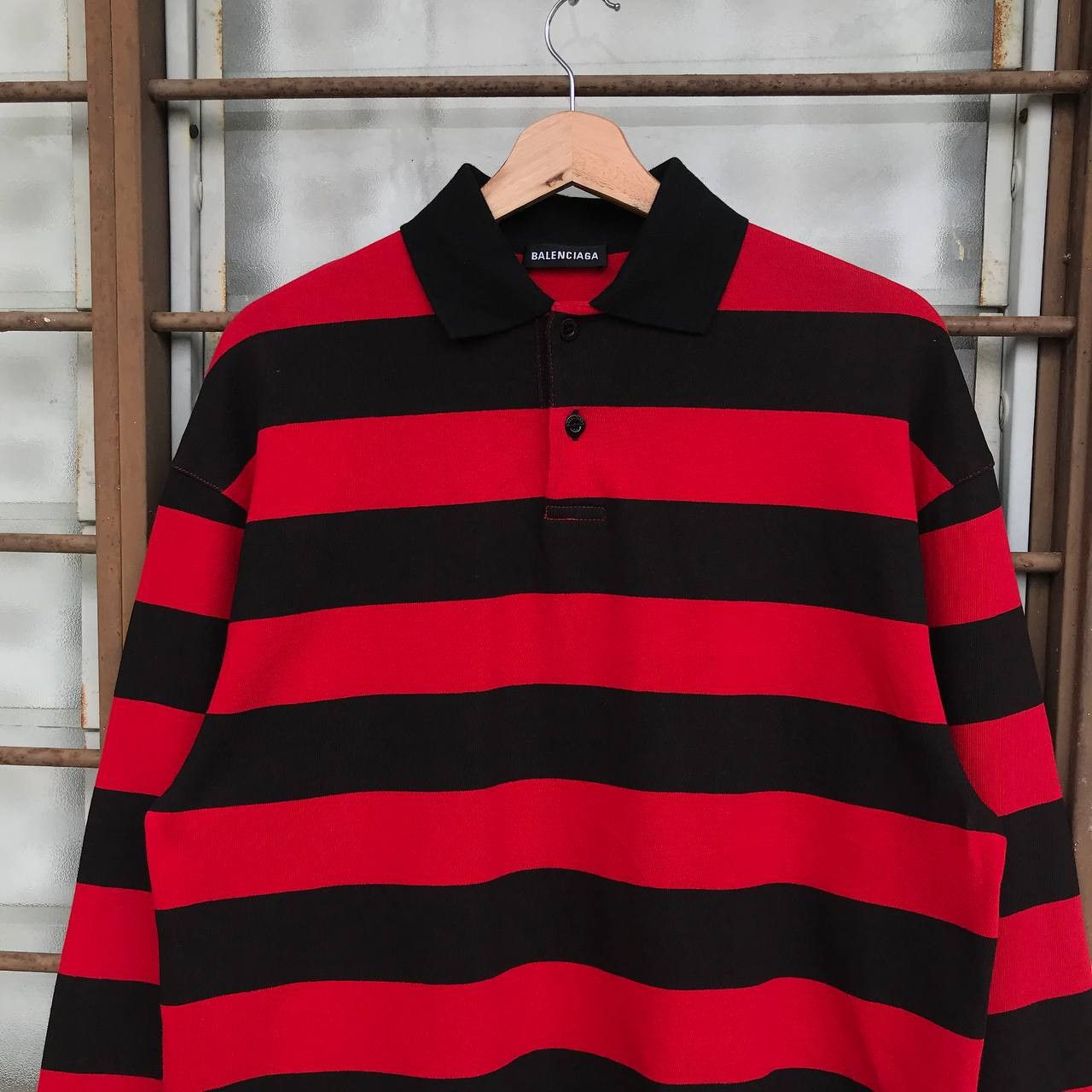 Balenciaga BALENCIAGA PRISONER STRIPED RUGBY POLO Size US L / EU 52-54 / 3 - 6 Thumbnail