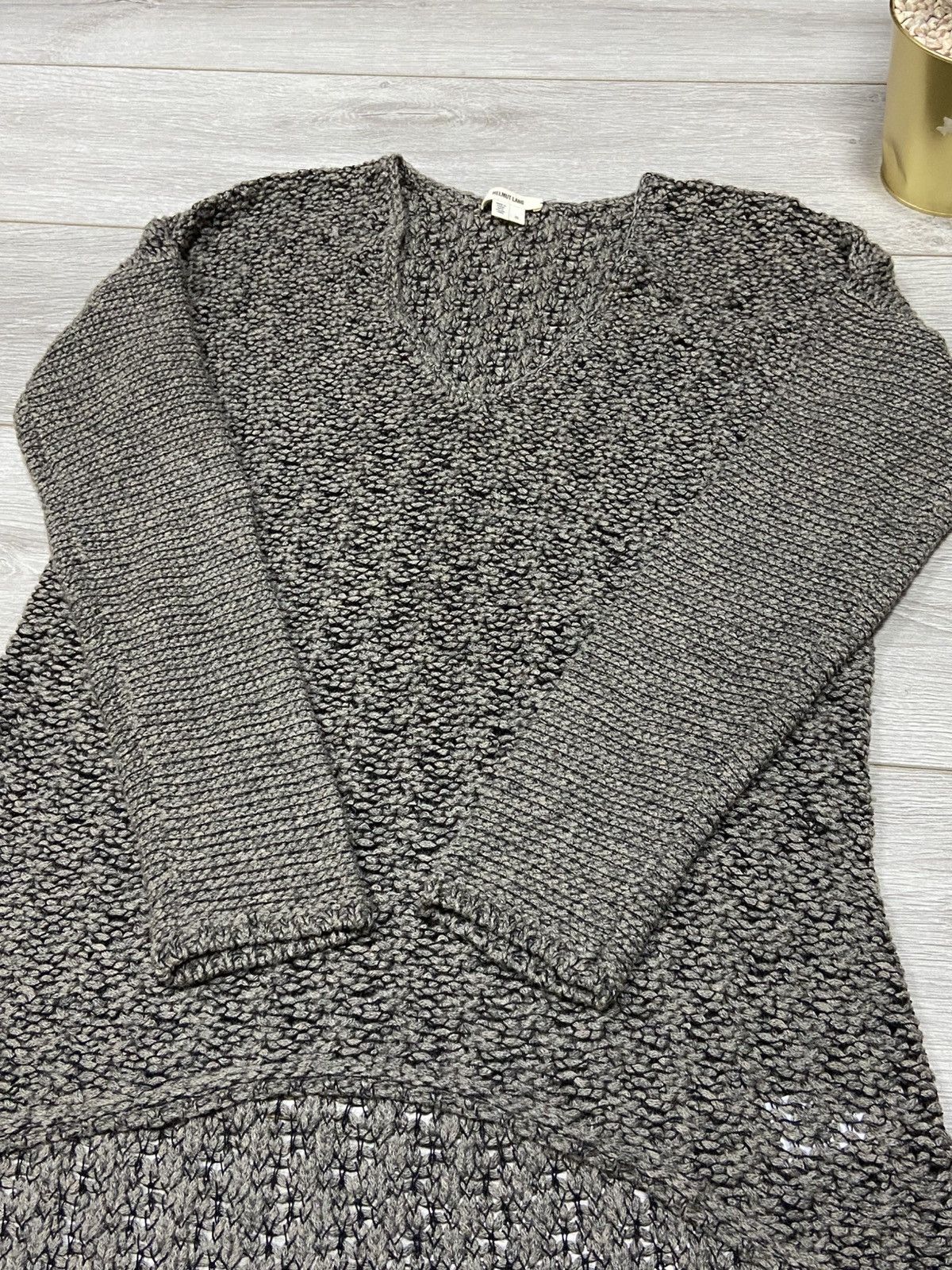 Helmut Lang × Vintage Helmut Lang alpaca silk vintage heavy knit sweater v neck Size S / US 4 / IT 40 - 3 Thumbnail
