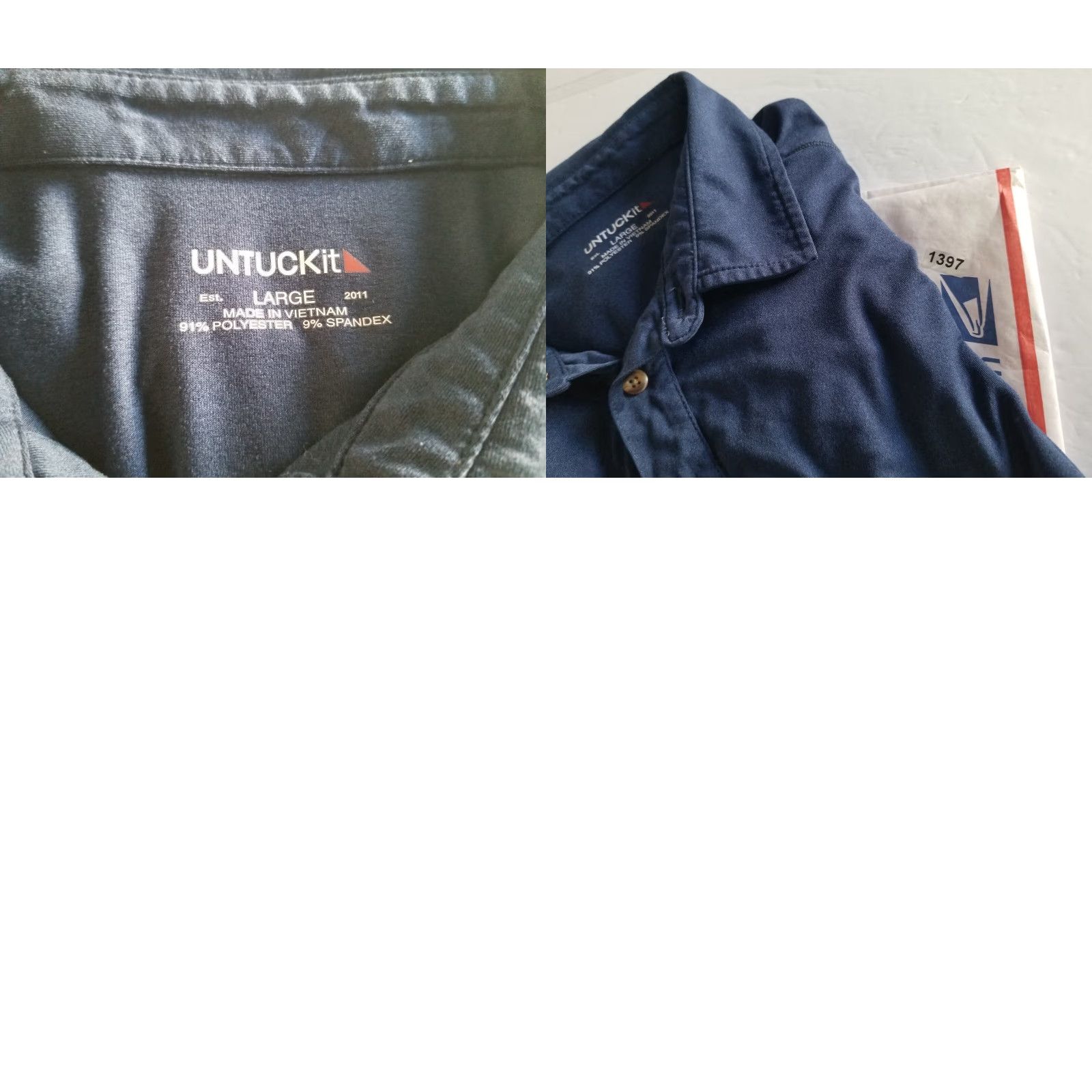 UNTUCKit UNTUCKit Men's Blue Polo Shirt L Regular Short Sleeve Collared Button Casual Golf Polyester Spandex 46 Chest 28 Shirt Length 28 in Size US L / EU 52-54 / 3 - 8 Thumbnail