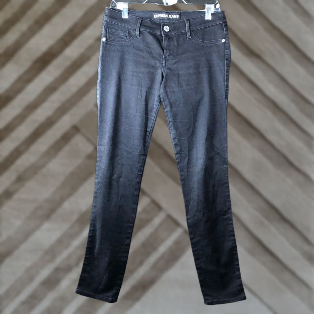 Express Express Womens Jeans Black Denim Low Rise Stella Legging Stretch 8 Size 30" / US 8 / IT 44 - 1 Thumbnail