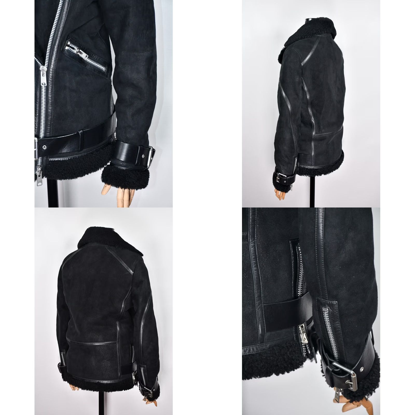 Allsaints AllSaints Hawley Oversized Shearling Jacket Womens S Black Biker Coat 100% Genuine Sheepskin Chest 50 cm Back Length 66 cm Size S / US 4 / IT 40 - 8 Thumbnail