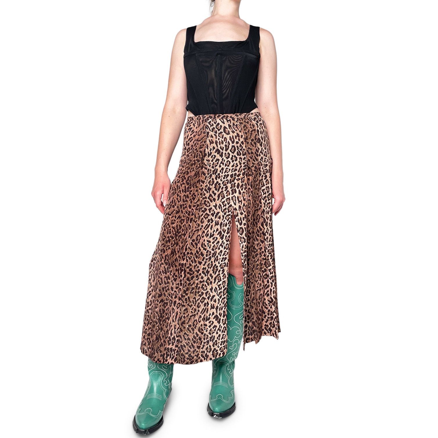 RIXO Gold And Black Ocelot Print Stripe Skirt Size 27" / US 4 / IT 40 - 3 Thumbnail