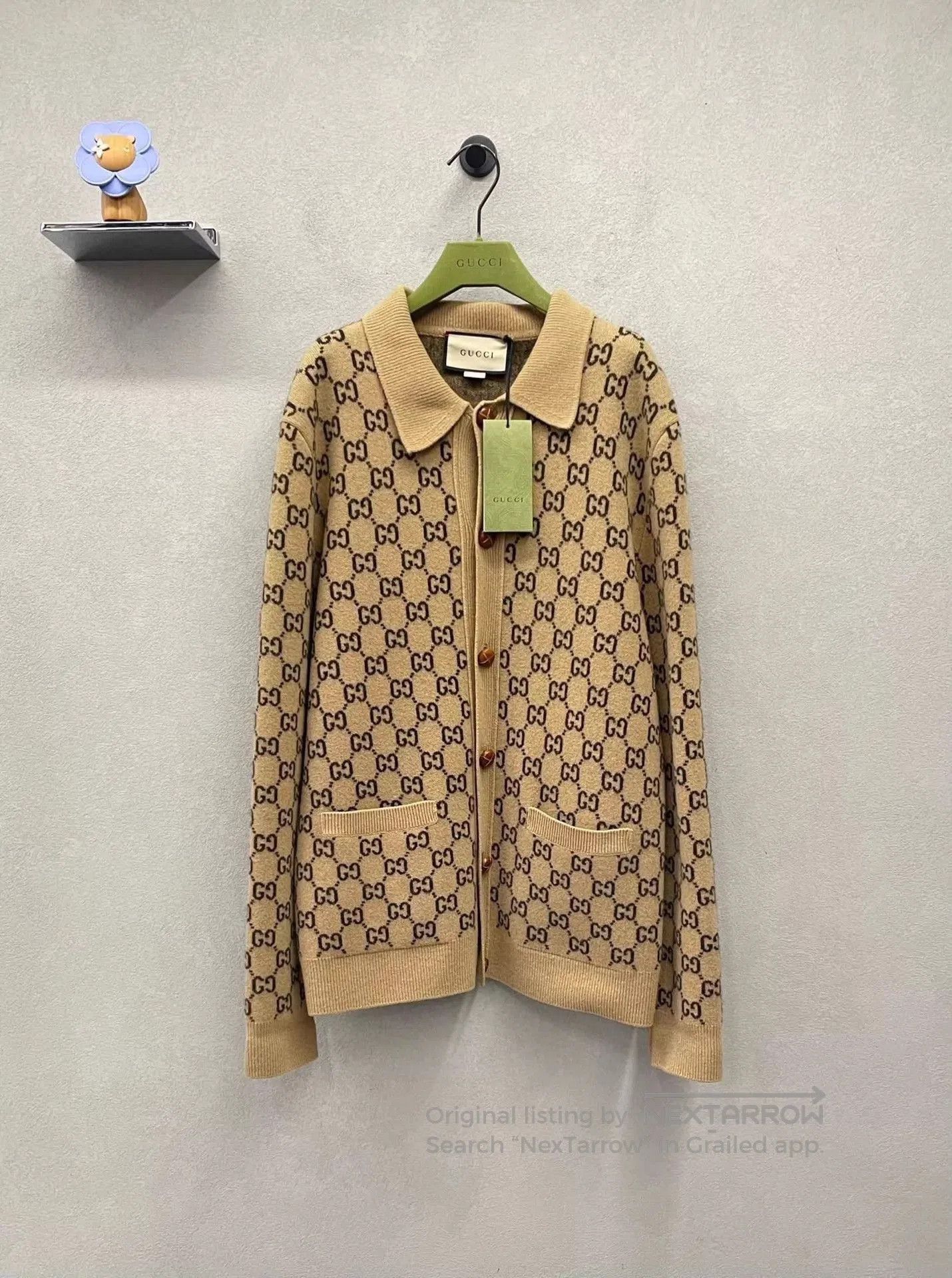 Gucci Beige Patterned Button-Up Cardigan. Size US M / EU 48-50 / 2 - 1 Thumbnail