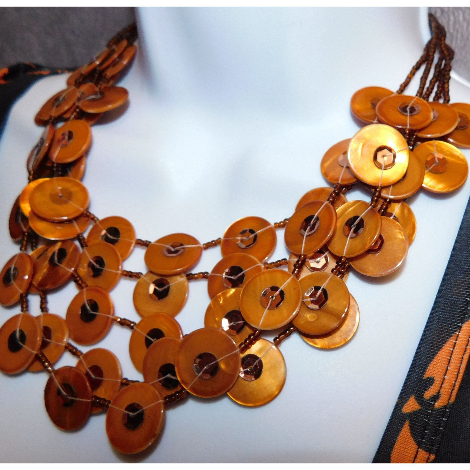 Other Vintage Bronze Tone Shell Disc Layered Necklace Size ONE SIZE - 4 Thumbnail