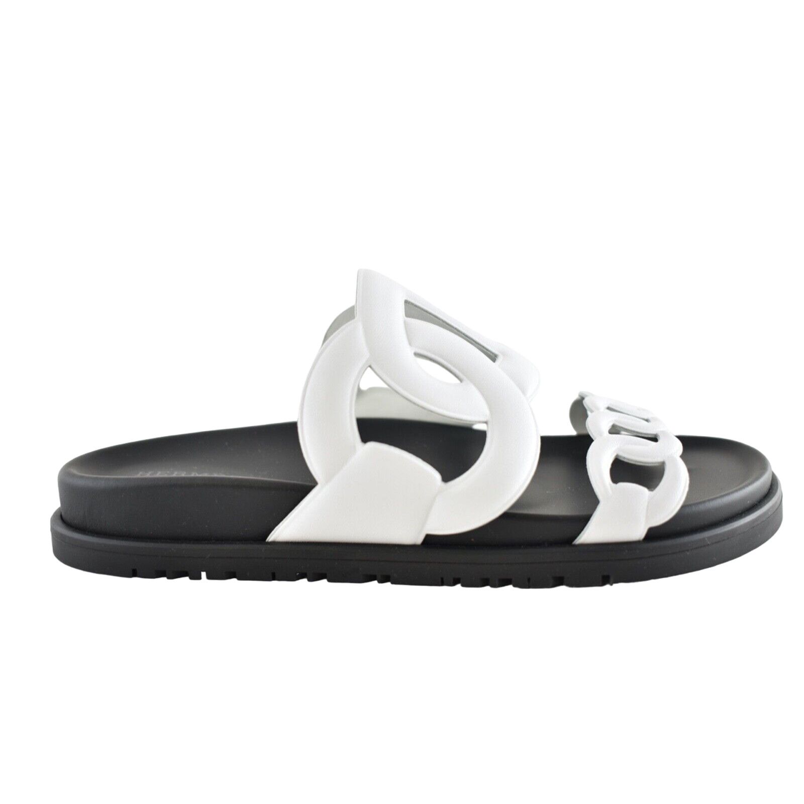 Hermes Hermes Extra Sandals White Black Chaine d'Ancre Leather Size US 7 / IT 37 - 1 Thumbnail