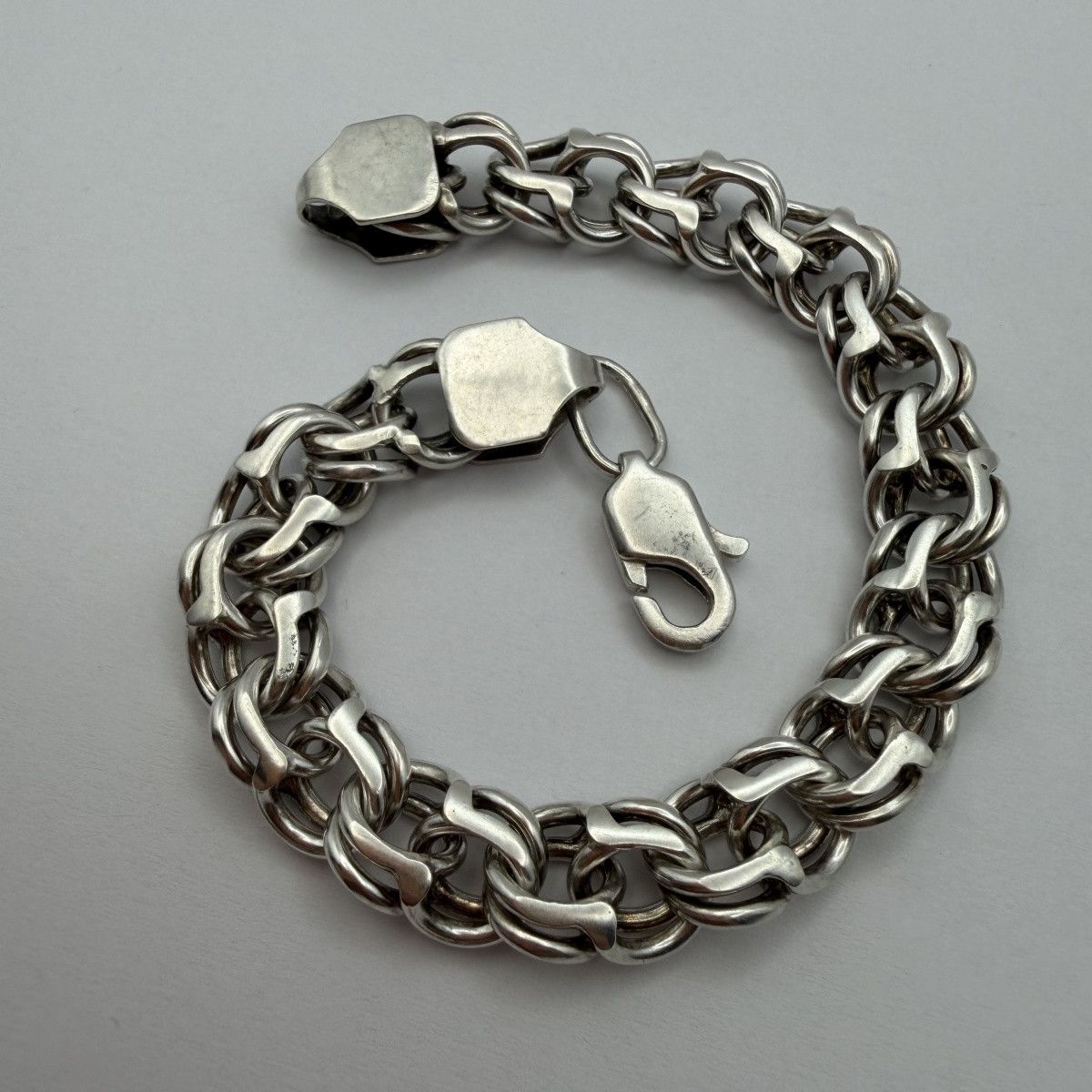 Sterling Silver Vintage Sterling Silver 925 Chain Bismarck Bracelet 35g Size ONE SIZE - 6 Thumbnail