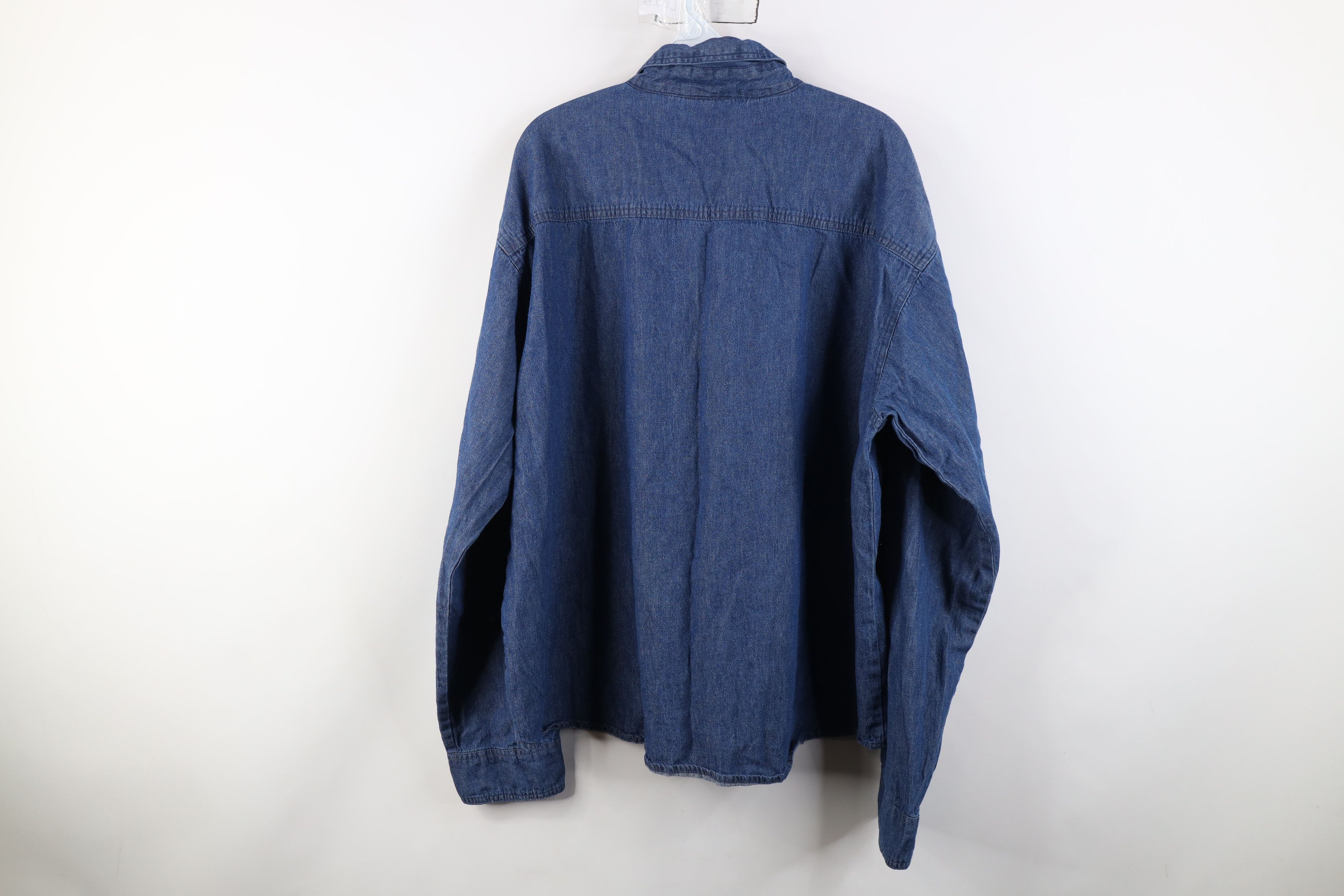 Vintage Vintage 90s Streetwear Denim Jean Button Down Shirt Blue Size US XL / EU 56 / 4 - 10 Thumbnail