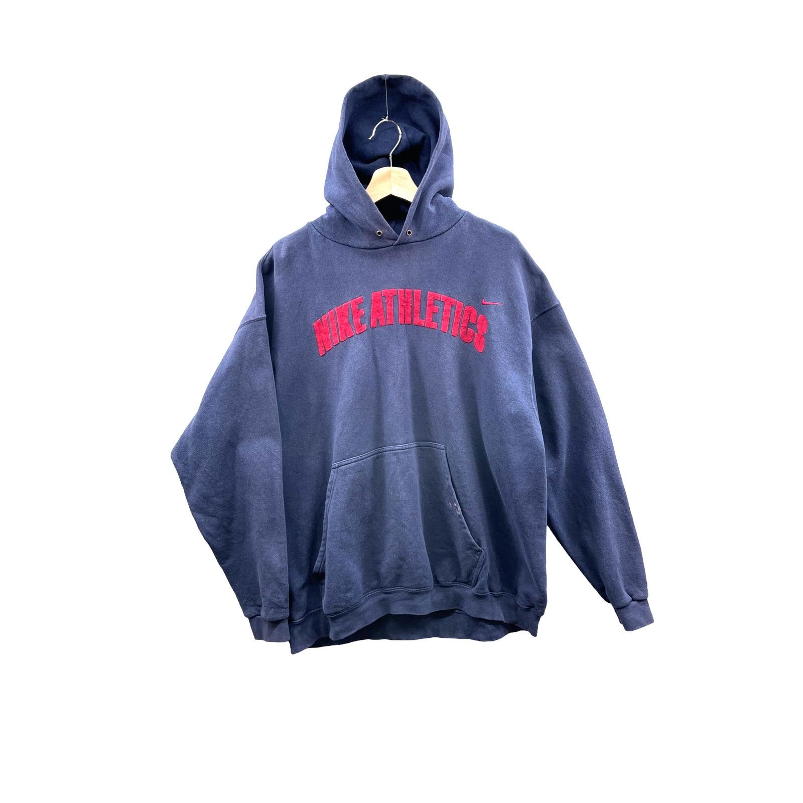 Nike × Vintage 1990's Nike Athletics Felt Embroidered Mini Swoosh Hoodie Size US XL / EU 56 / 4 - 1 Thumbnail