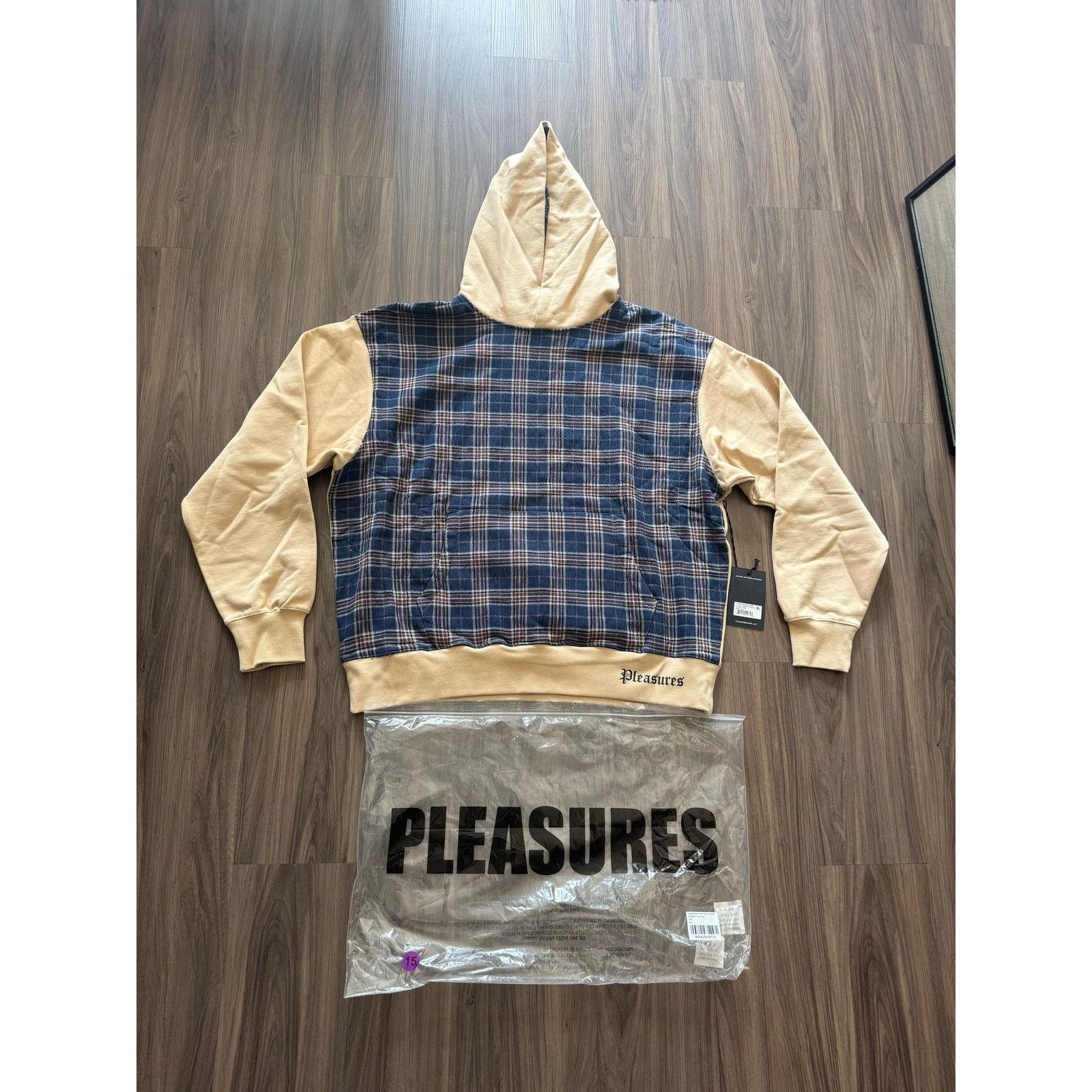 Pleasures Pleasures Career Contrast Plaid Hoodie 'Tan' Size US XXL / EU 58 / 5 - 1 Thumbnail