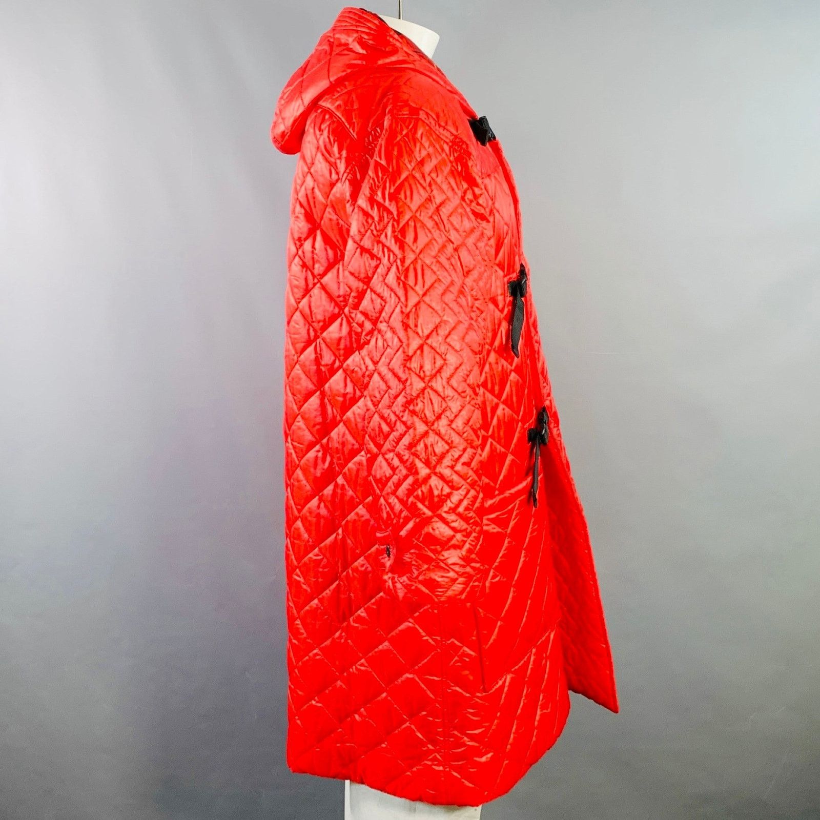 Monitaly MONITALY Size L Red Quilted Nylon Hooded Buckle Clasp Coat Size US L / EU 52-54 / 3 - 3 Thumbnail
