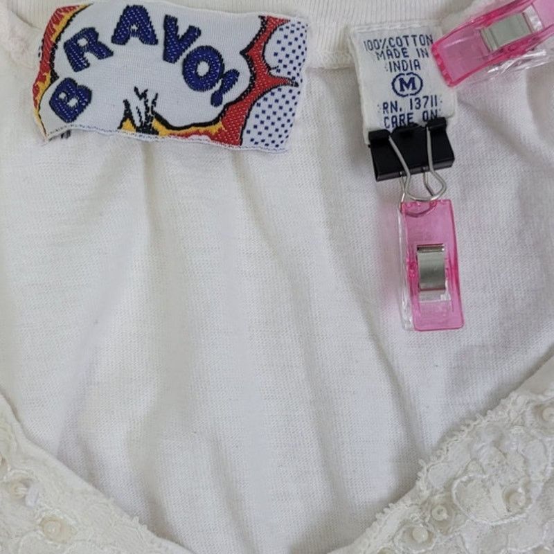Other Vintage Bravo Womens Medium Short Sleeve V Neck Cropped Top Size M / US 6-8 / IT 42-44 - 5 Thumbnail