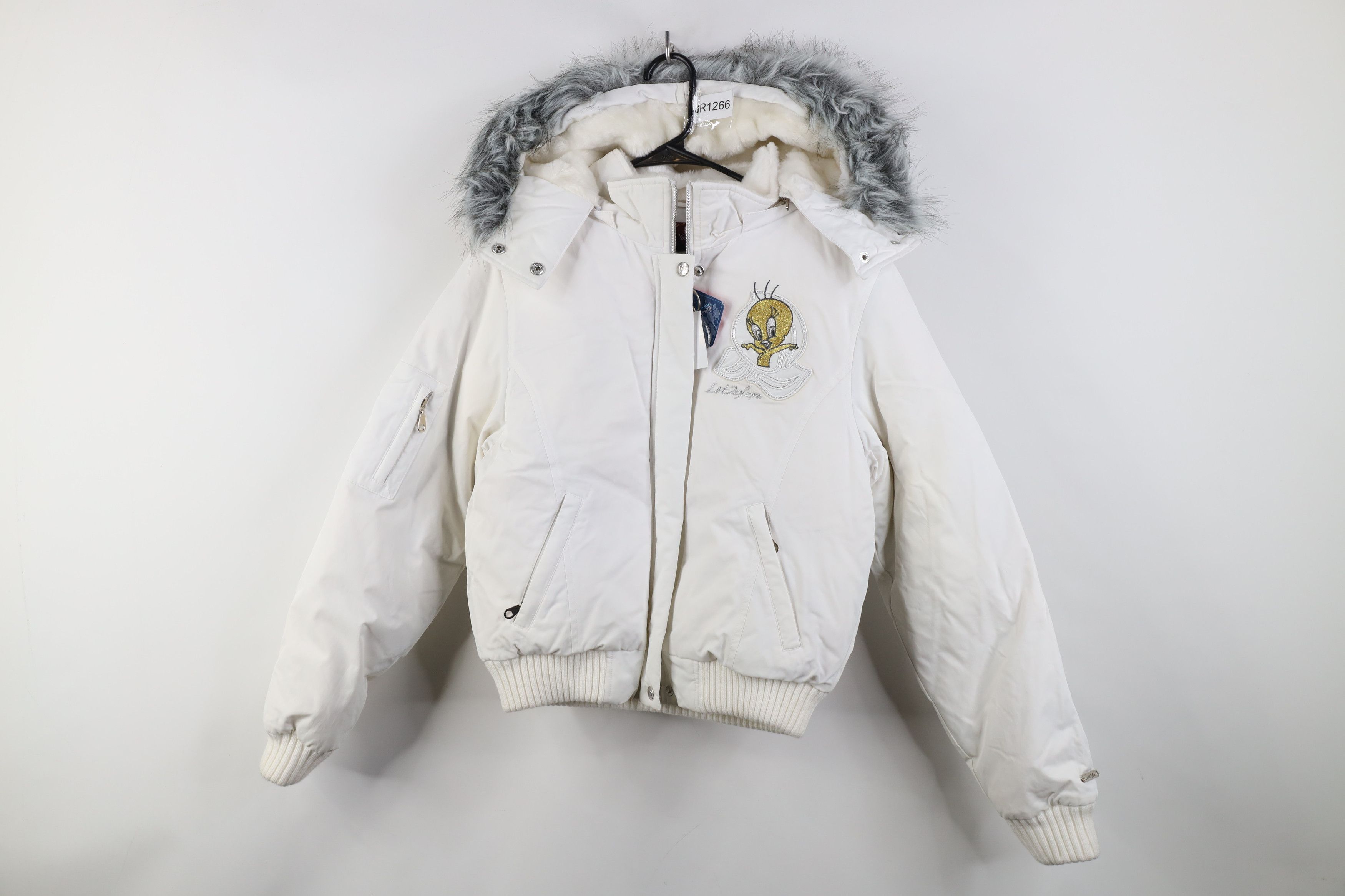 Vintage NOS Vintage 90s Y2K Tweety Bird Cropped Down Hooded Jacket Size M / US 6-8 / IT 42-44 - 1 Thumbnail