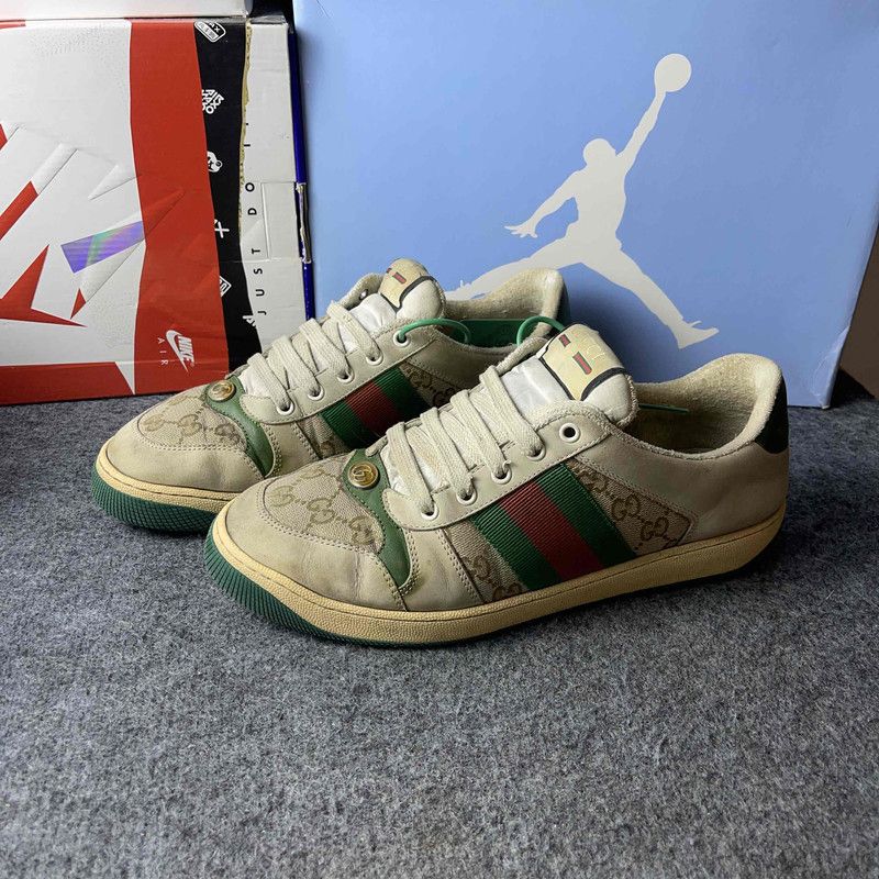 Gucci Gucci Screener Green Leather Sneakers 0079 Size US 10.5 / EU 43-44 - 1 Thumbnail