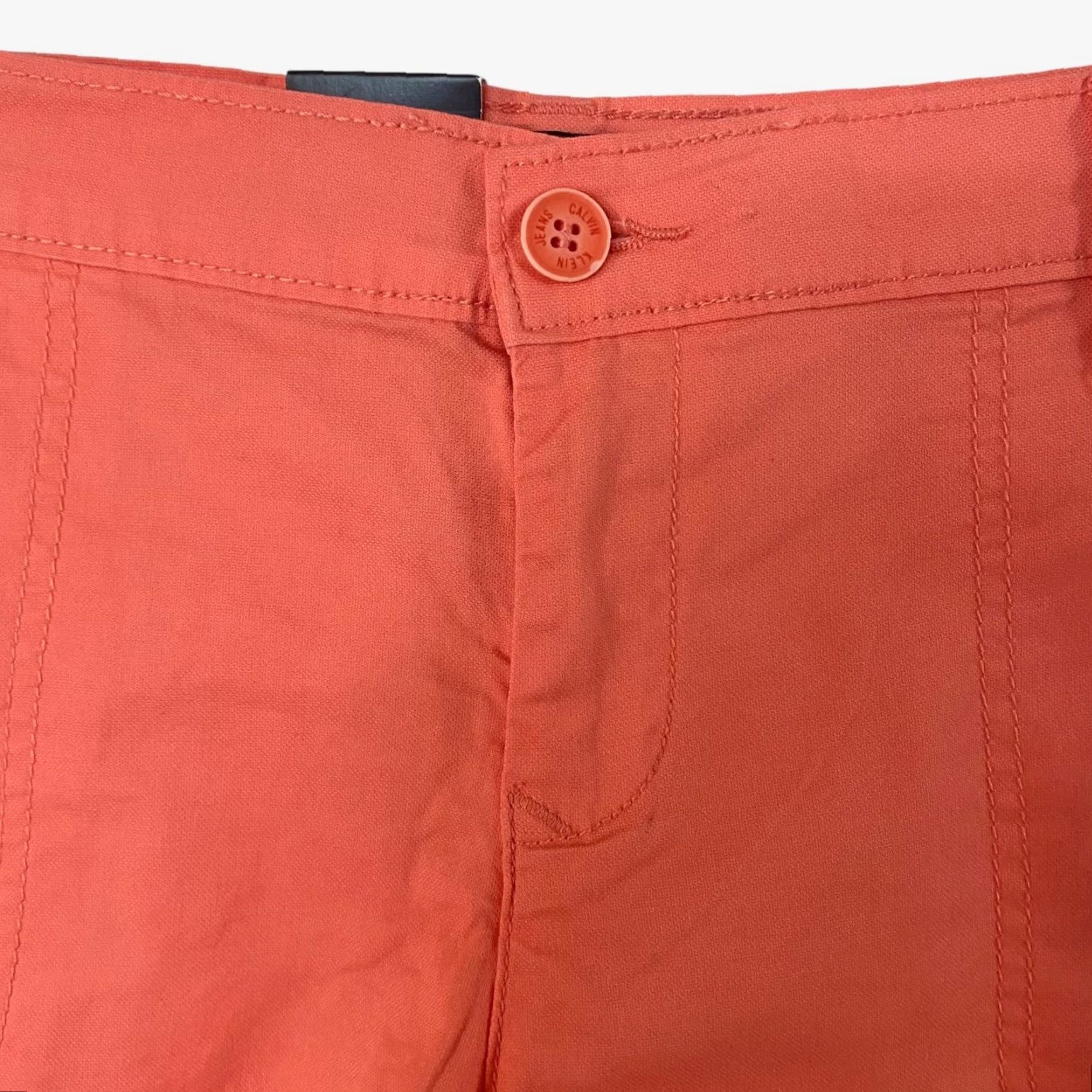 Vintage Calvin Klein Jeans Stretch Chino 4-Pocket Shorts Orange Women's 10 Casual New Size 32" / US 10 / IT 46 - 5 Thumbnail