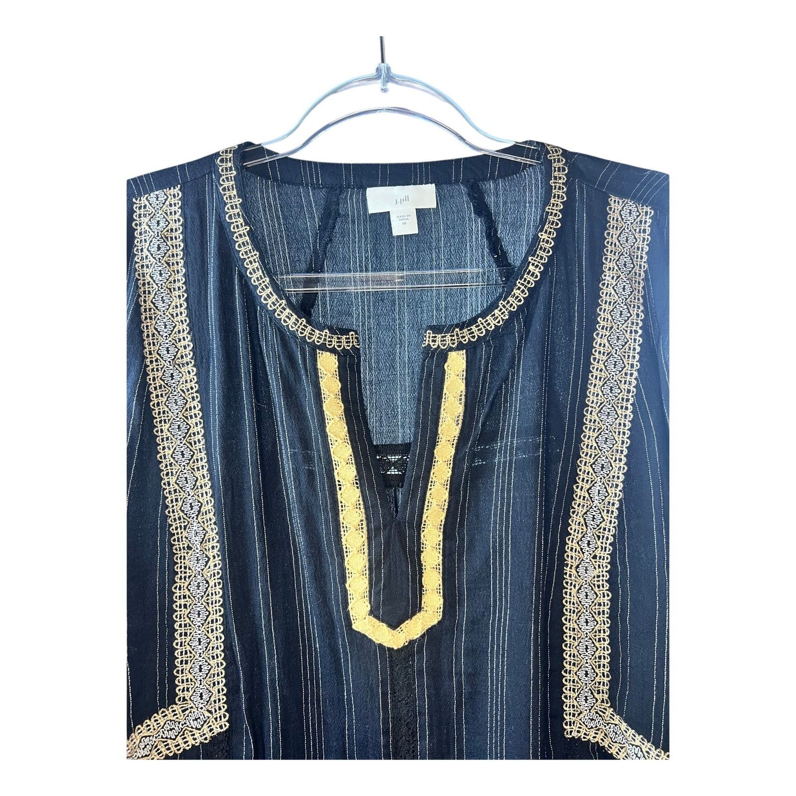 Other J.Jill Black Embroidered Peasant Tunic Cotton Long Sleeve M Size M / US 6-8 / IT 42-44 - 5 Thumbnail