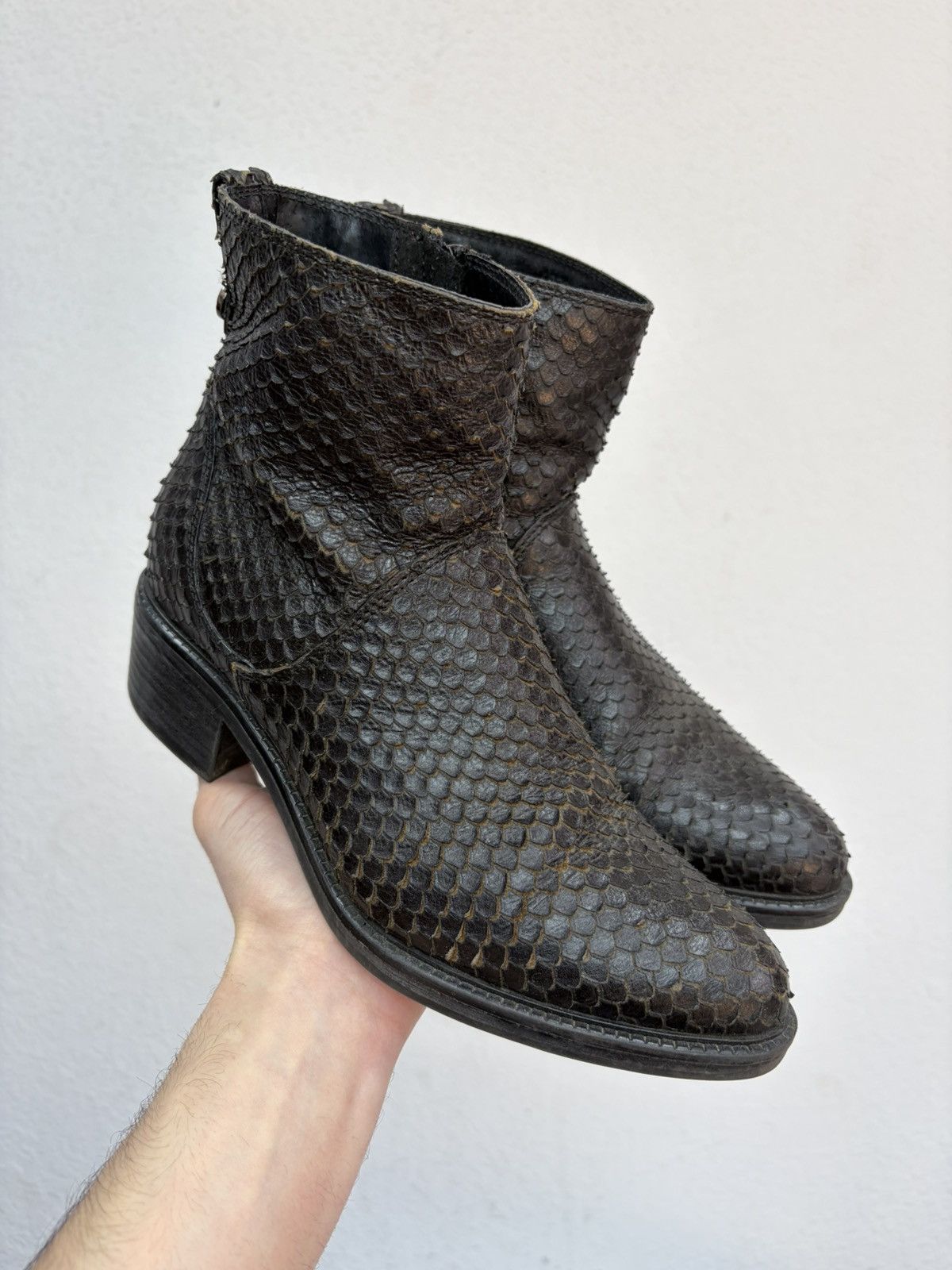 If Six Was Nine Vintage CCP Artisanal Python Skin Boots Rare Exotic Leather Size US 8 / IT 38 - 8 Thumbnail