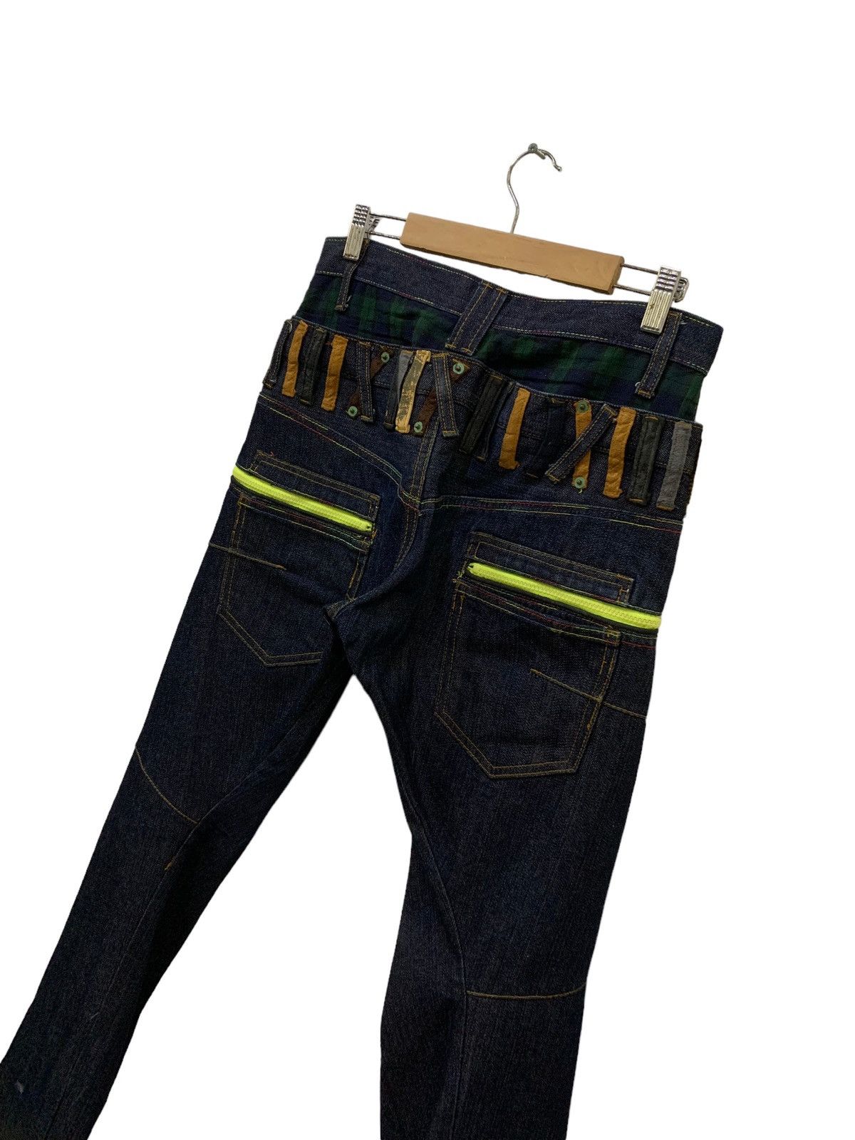 Japanese Brand Brithmint Japan Double Waist Neon Zipper Curved Leg Jeans Size US 30 / EU 46 - 10 Thumbnail