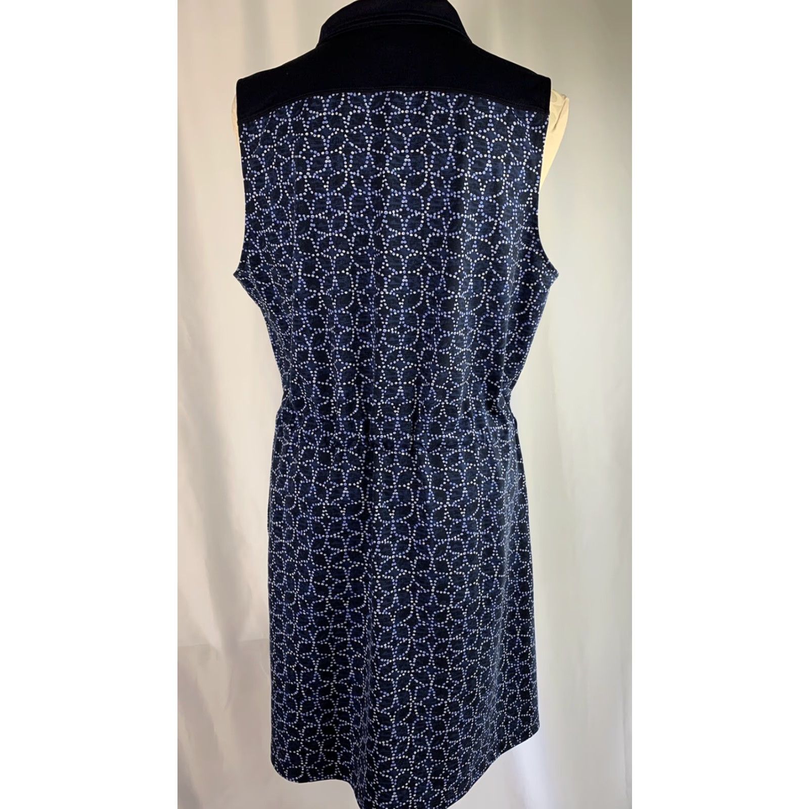 Talbots XL Talbots Navy Blue Print Althleisure Pockets Drawstring Waist Collar Size ONE SIZE - 7 Thumbnail