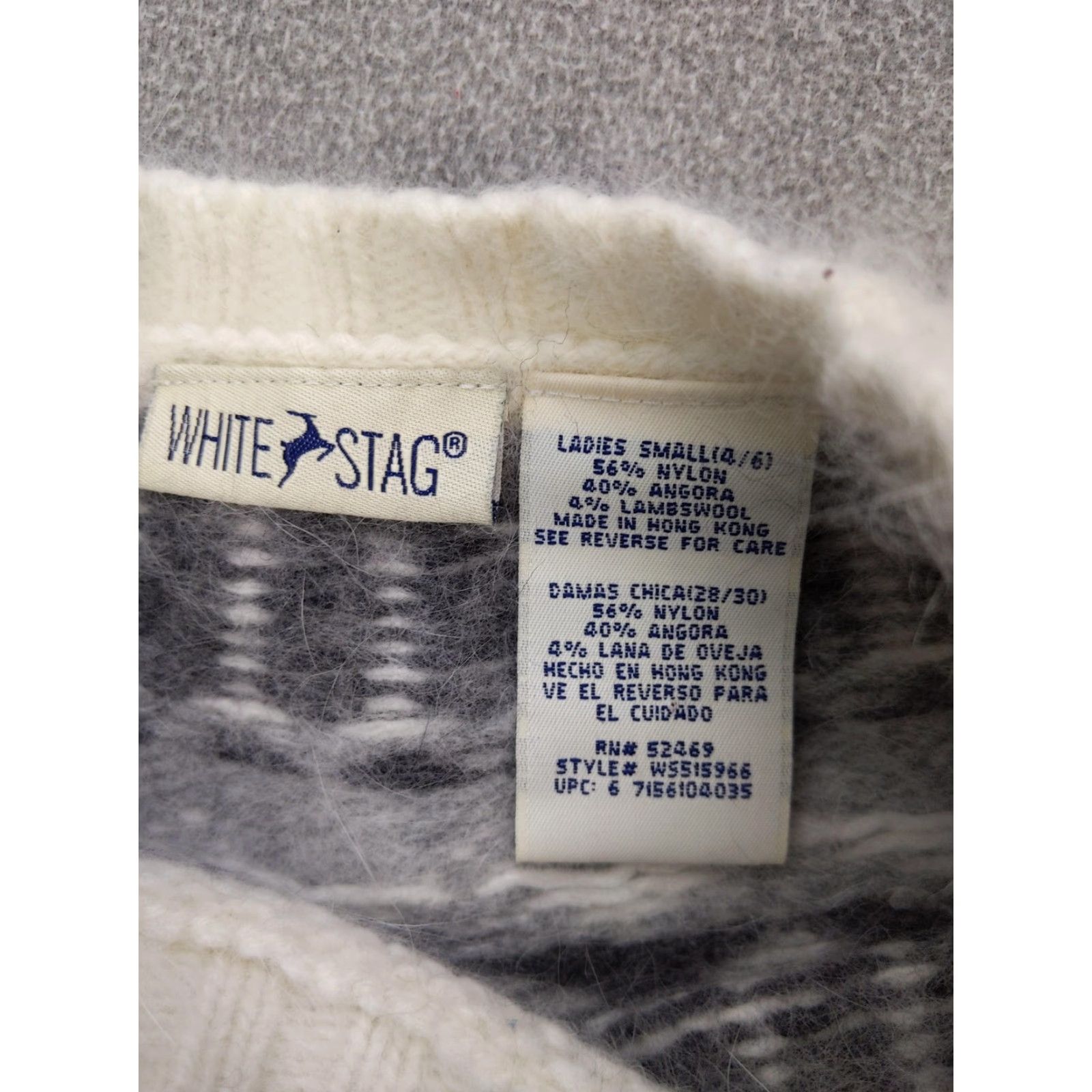 Vintage VINTAGE White Stag Sweater Womens Small Gray Fair Isle Angora Wool Pullover 90s Crew Neck Knit Heavyweight Casual Wool Women Small Size S / US 4 / IT 40 - 5 Thumbnail