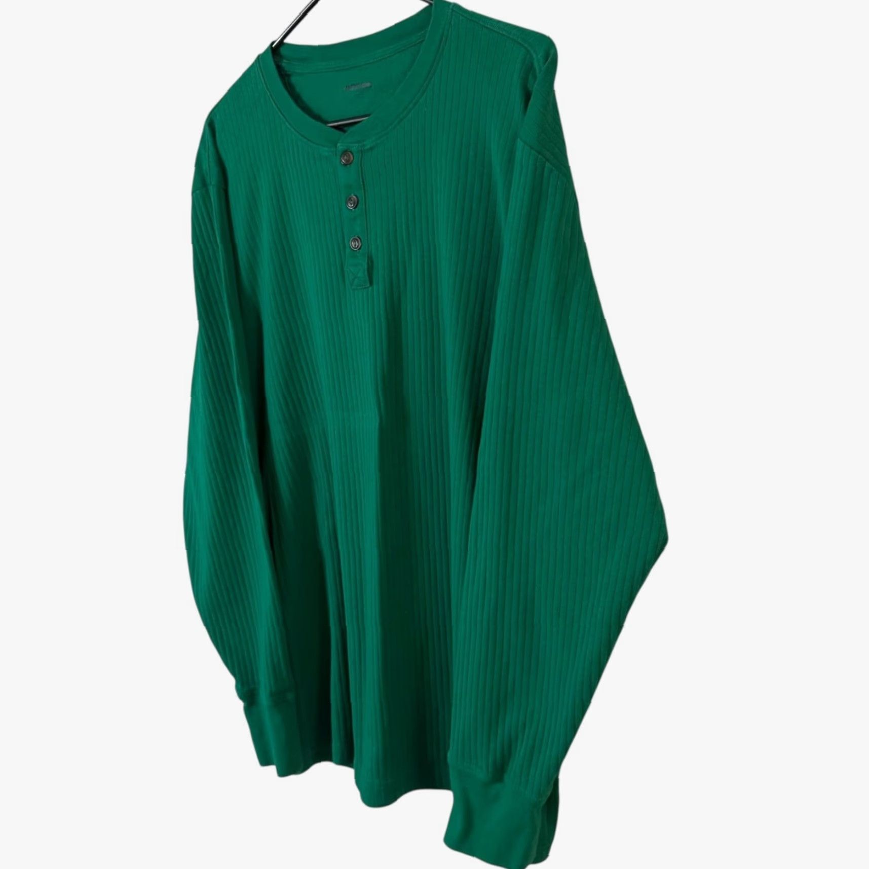 Lands' End Lands' End Rib-Knit Long-Sleeve Henley Shirt Green Men's Size XL 100% Cotton Henley Button-Down All Seasons Easy Care Classic Outdoor Size US XL / EU 56 / 4 - 2 Thumbnail
