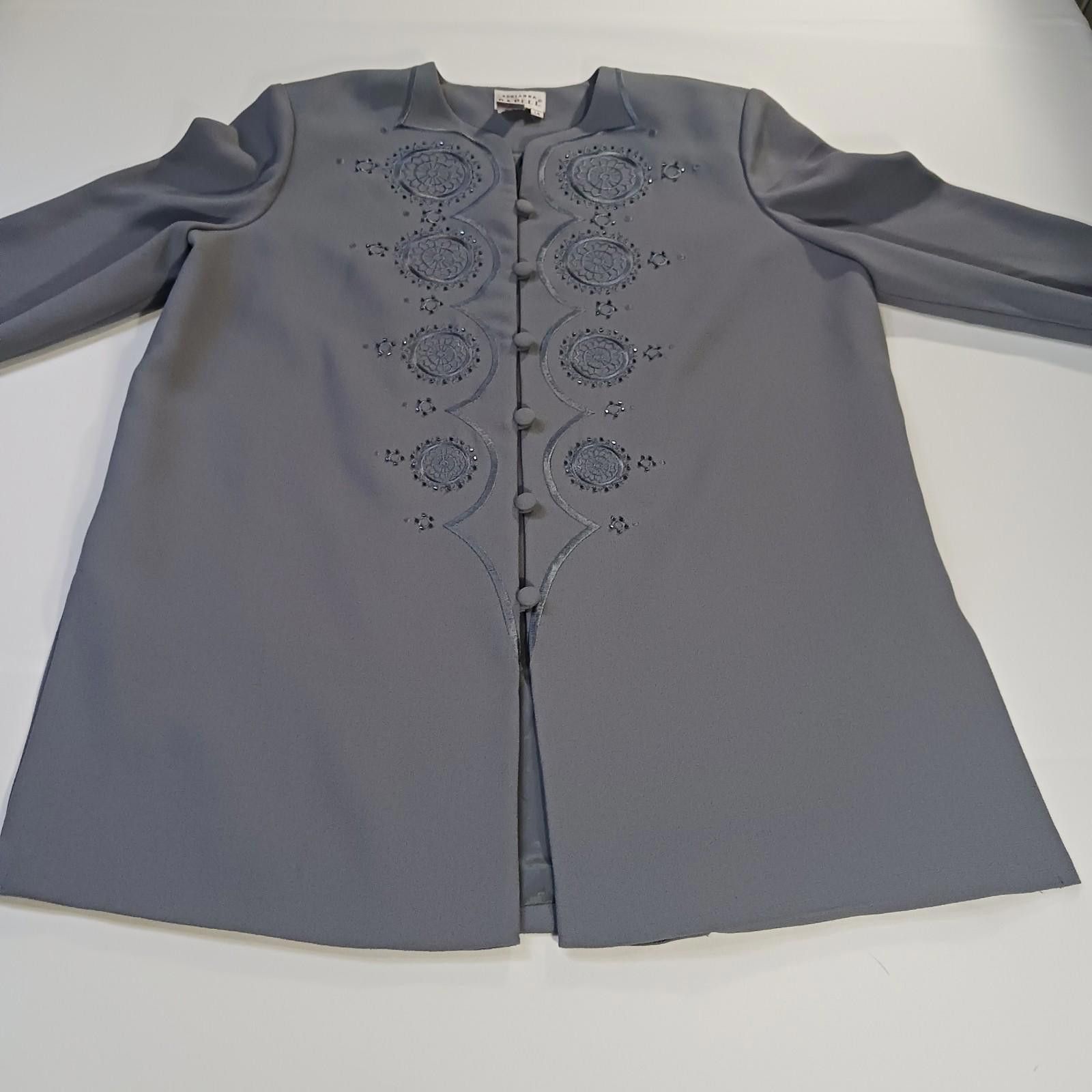 Other Adrianna Papell Women's Gray Long Sleeve Blazer Jacket Sz 14 Size XL / US 12-14 / IT 48-50 - 10 Thumbnail