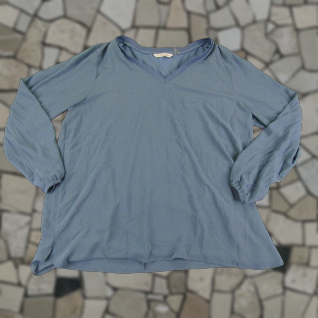 Soft Surroundings Soft Surroundings Shirt Blouse Womens XL Blue V-Neck Knit Sheer Pullover Casual Long Sleeve Size XL / US 12-14 / IT 48-50 - 1 Thumbnail