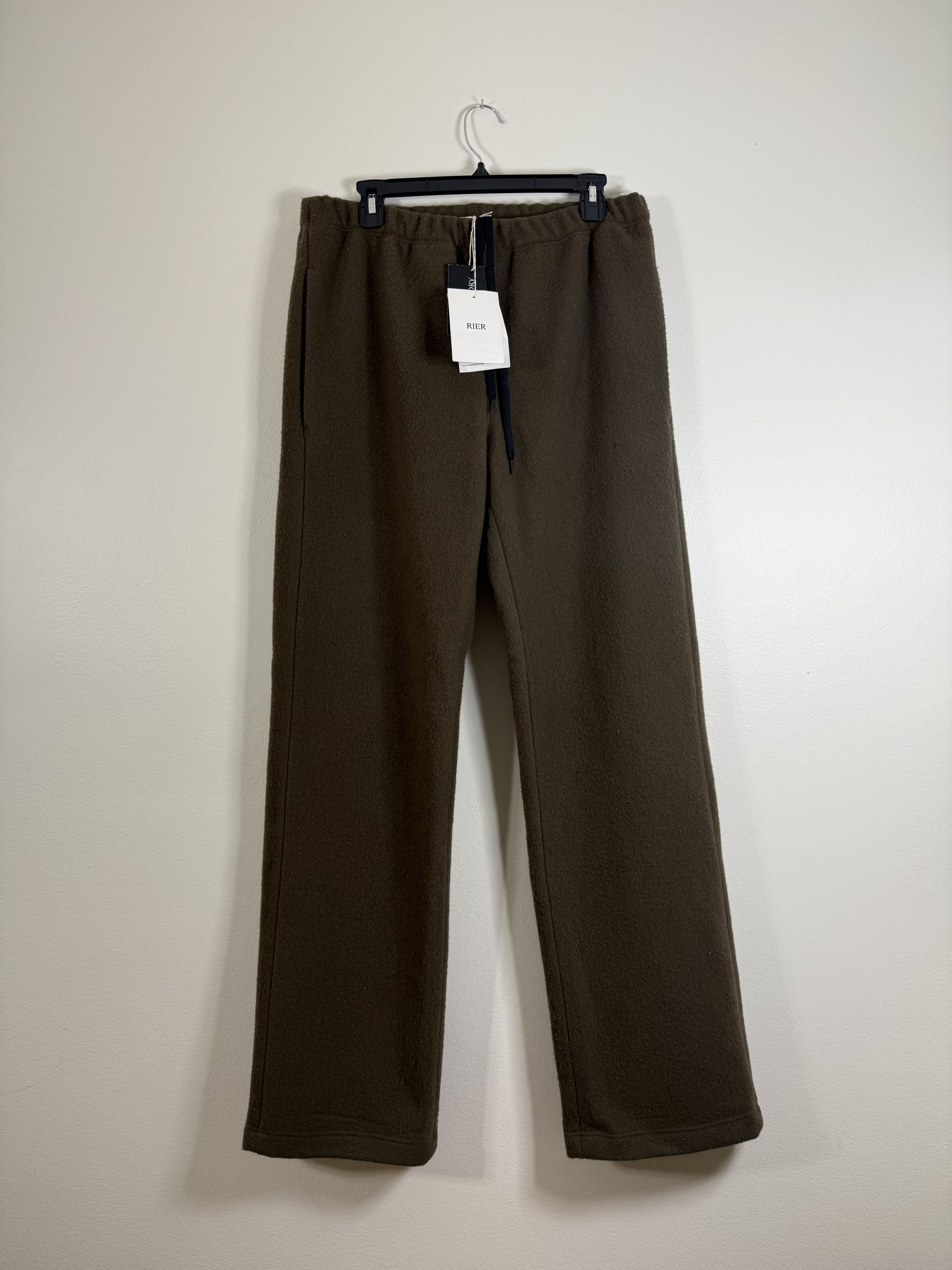 RIER Moss Brown Wool Drawstring Trousers Size US 32 / EU 48 - 1 Thumbnail