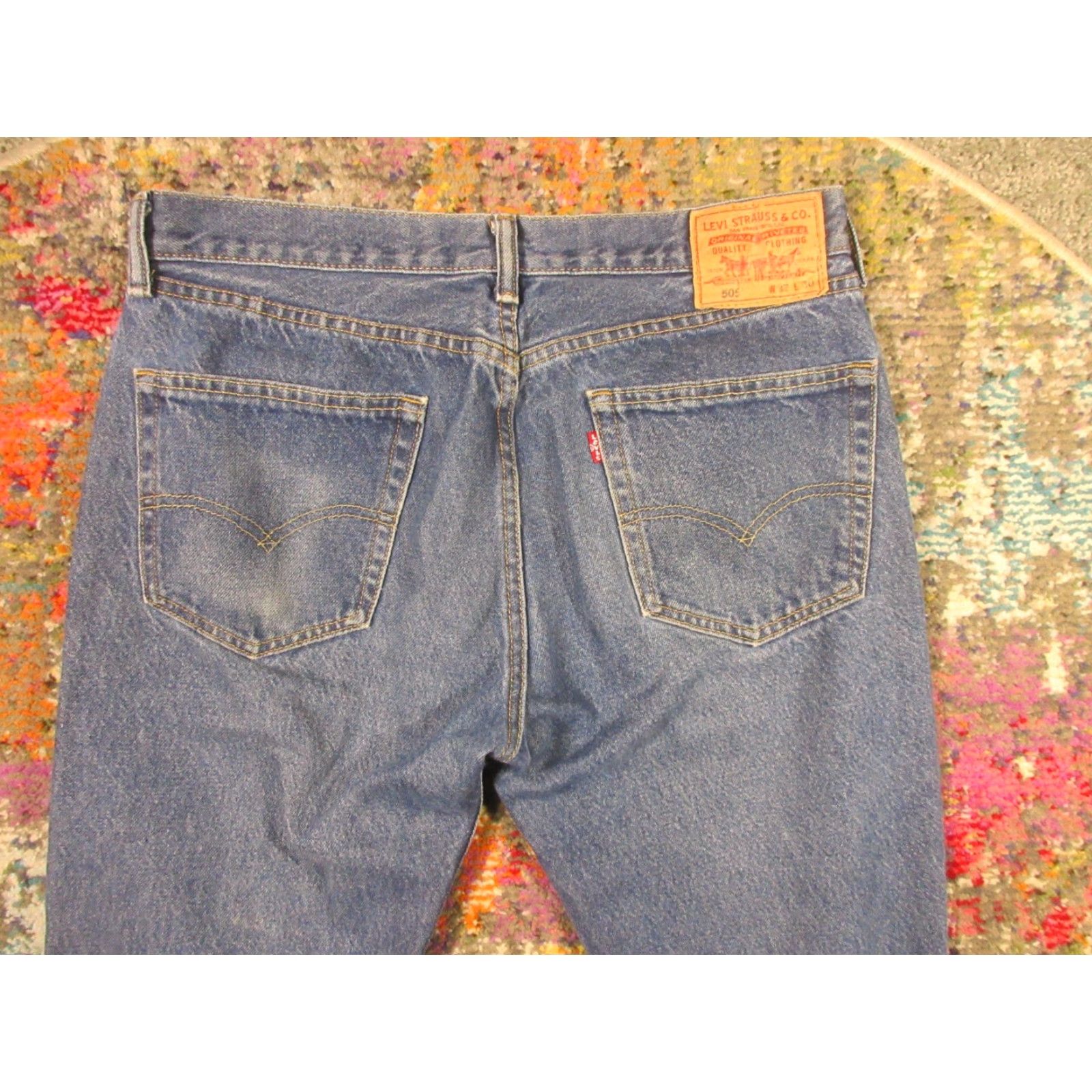 Levi's Levi's 505 Jeans 33x30 Regular Straight Denim Blue Medium Wash Mens Size US 33 - 6 Thumbnail