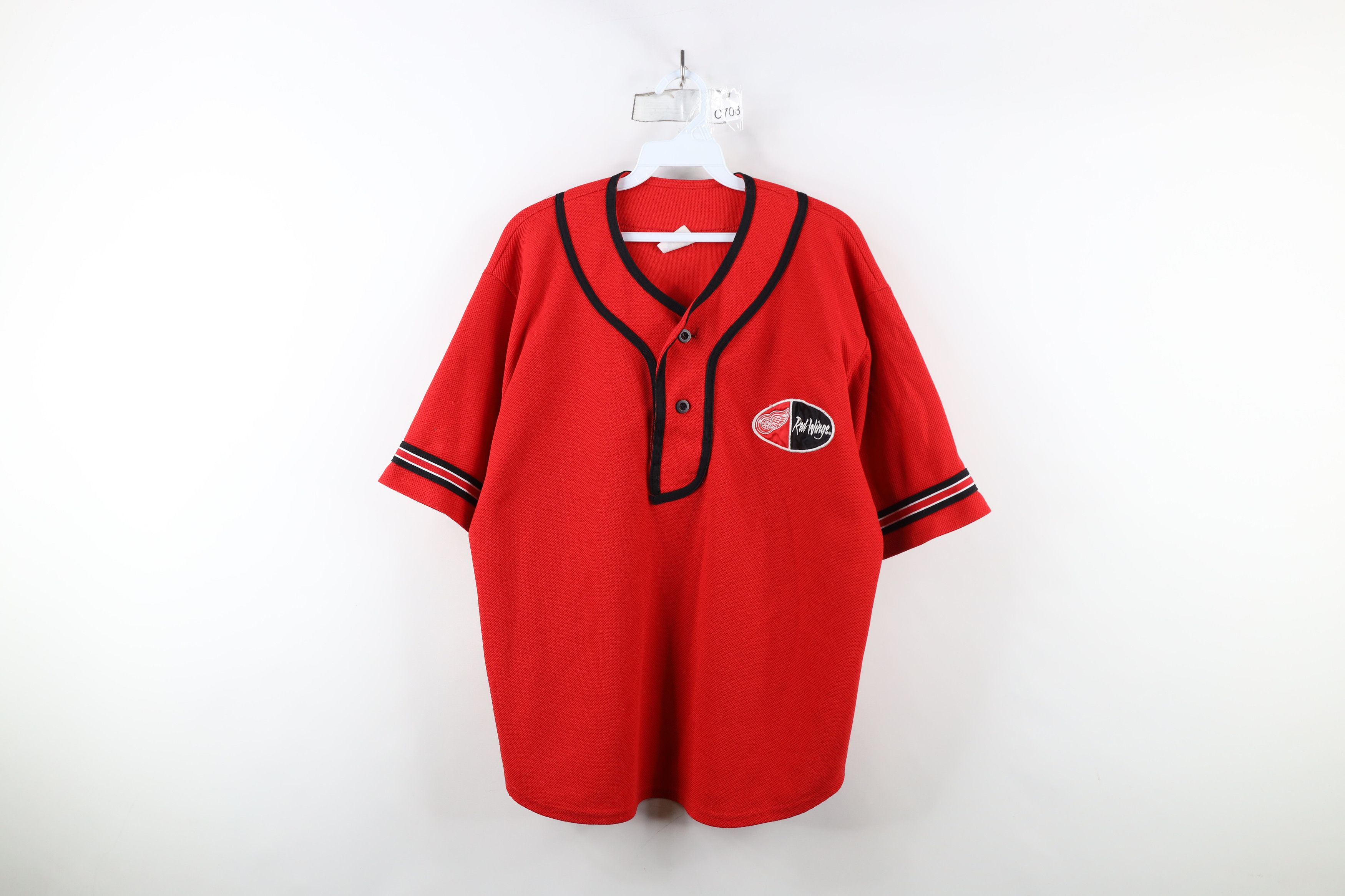 Vintage Vintage 90s Detroit Red Wings Hockey Baseball Jersey Red Size US XL / EU 56 / 4 - 1 Thumbnail