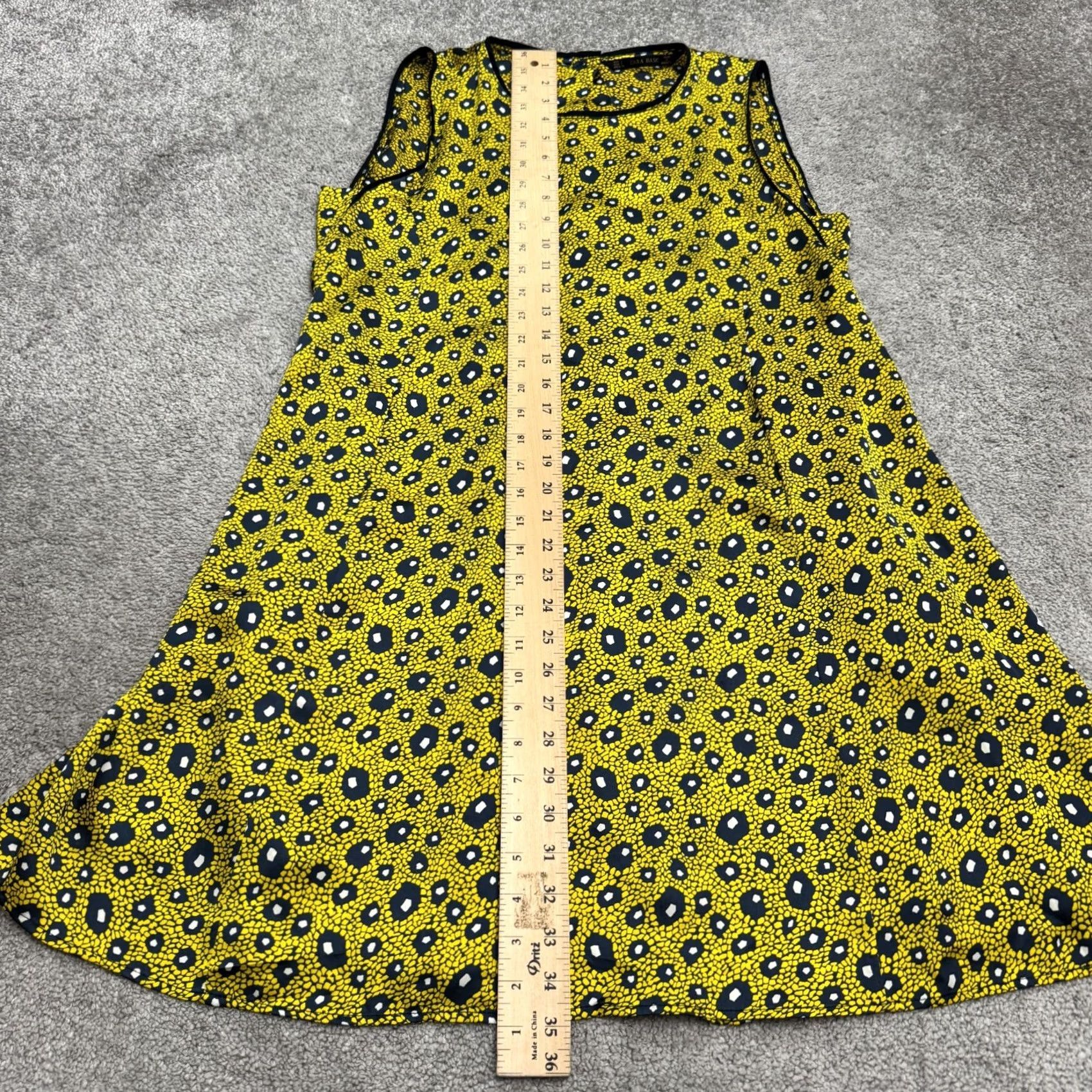 Zara Zara Basic Animal Print Sleeveless Shift Dress Womens Large Yellow Pockets Casual Size L / US 10 / IT 46 - 7 Thumbnail