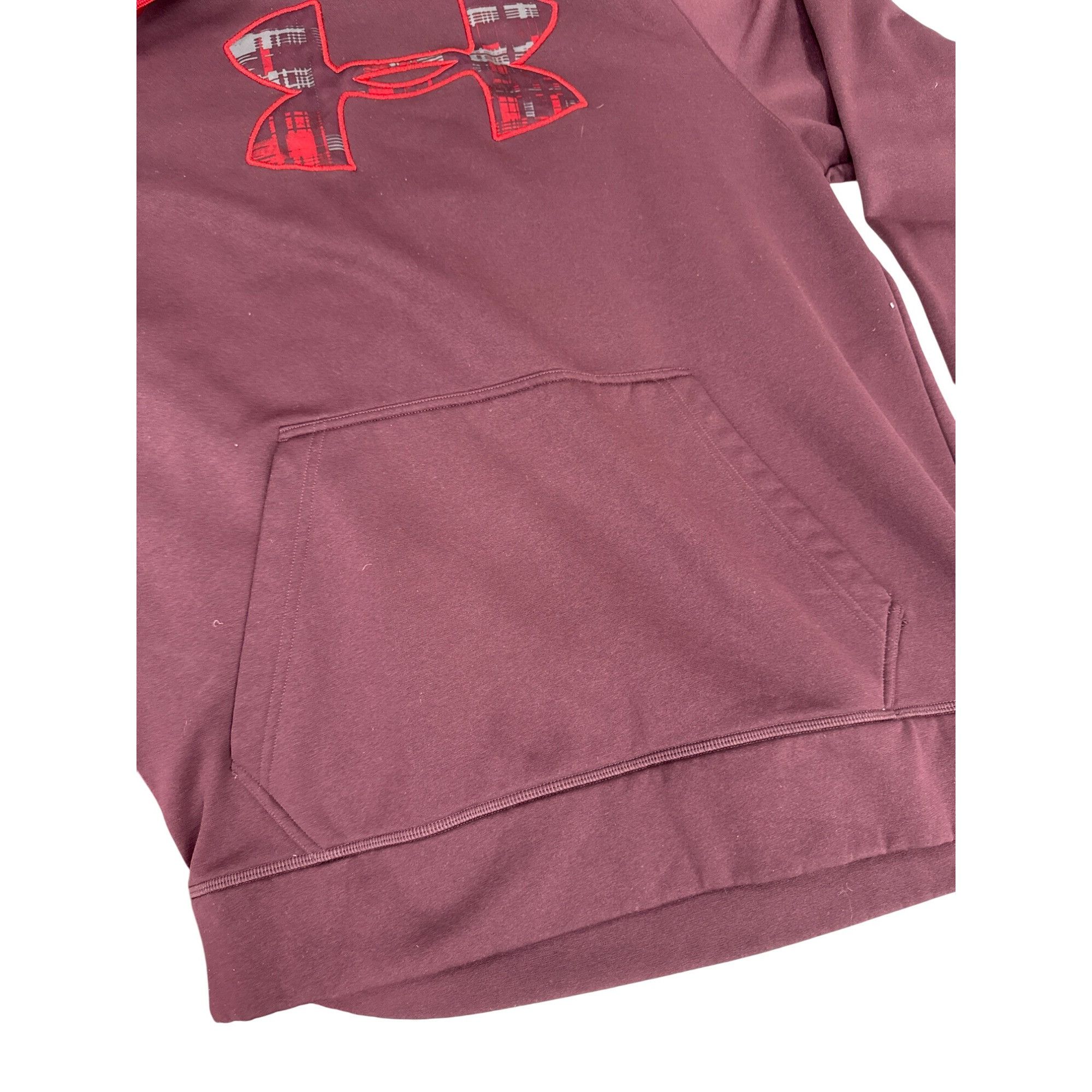 Under Armour Under Armour Mens Burgundy Hoodie With Plaid Logo & Red Draw Size US M / EU 48-50 / 2 - 5 Thumbnail