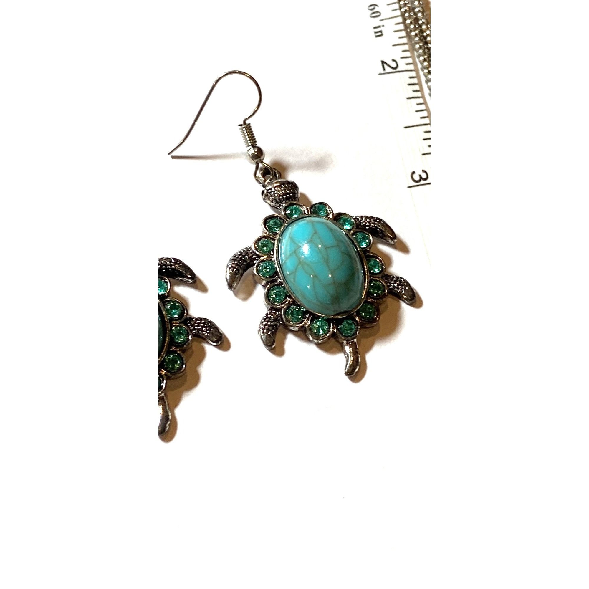 Other Turtle Pendnt Necklace & Earrings W/Resin Turquoise & Blue S Size ONE SIZE - 3 Thumbnail