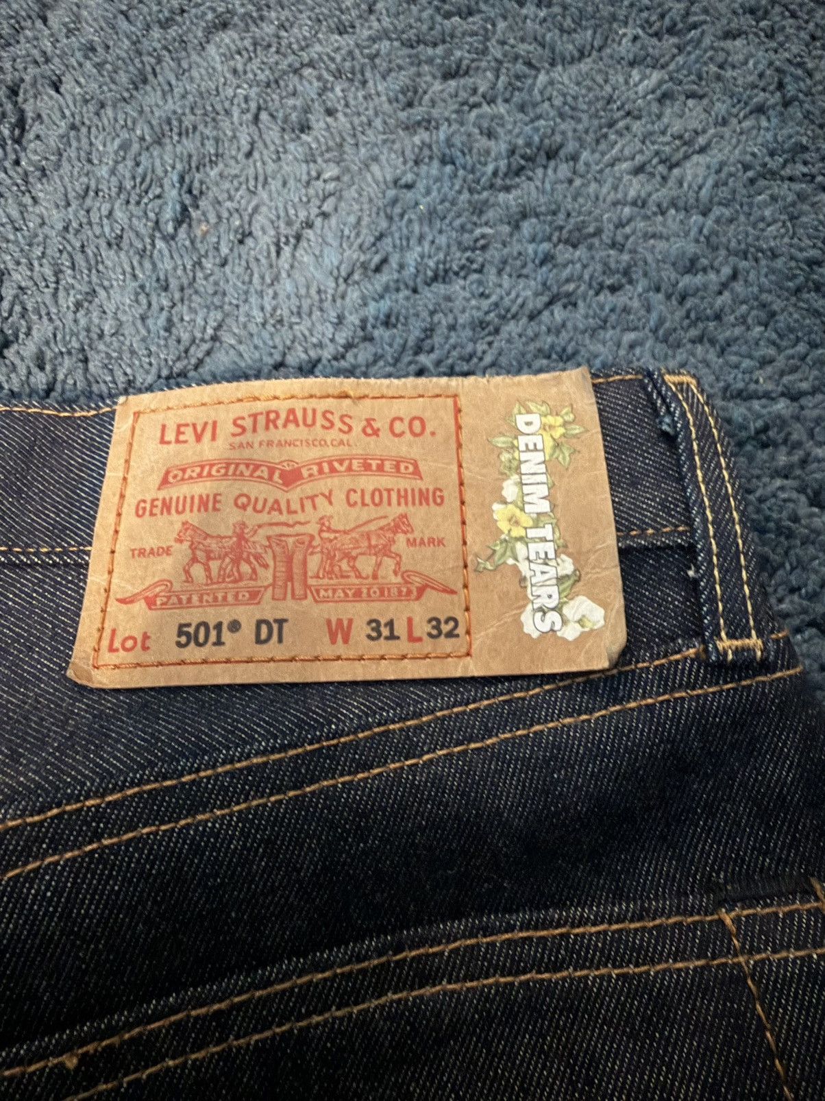 DENIM TEARS LEVIS DENIM TEARS RAW INDIGO JEANS Size US 31 - 8 Thumbnail