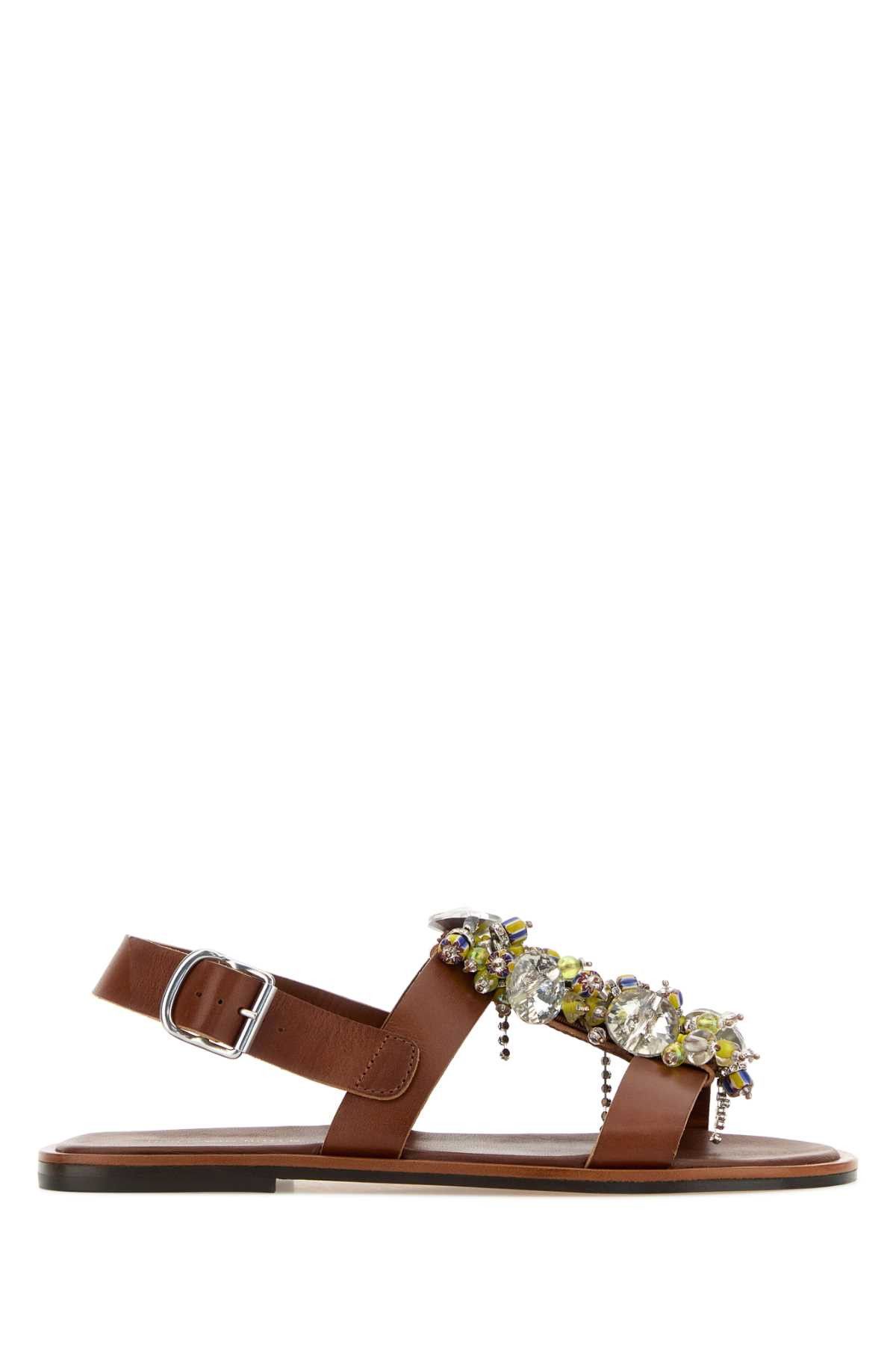 Dries Van Noten Caramel Leather Sandals Size US 7 / IT 37 - 1 Thumbnail