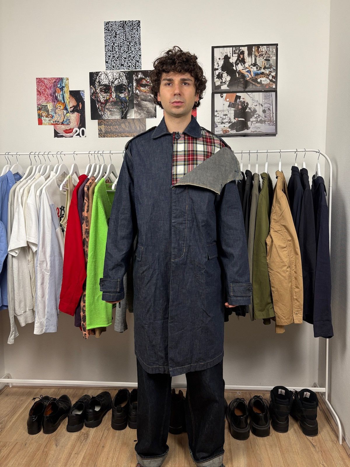 Facetasm Denim Layered Long Coat